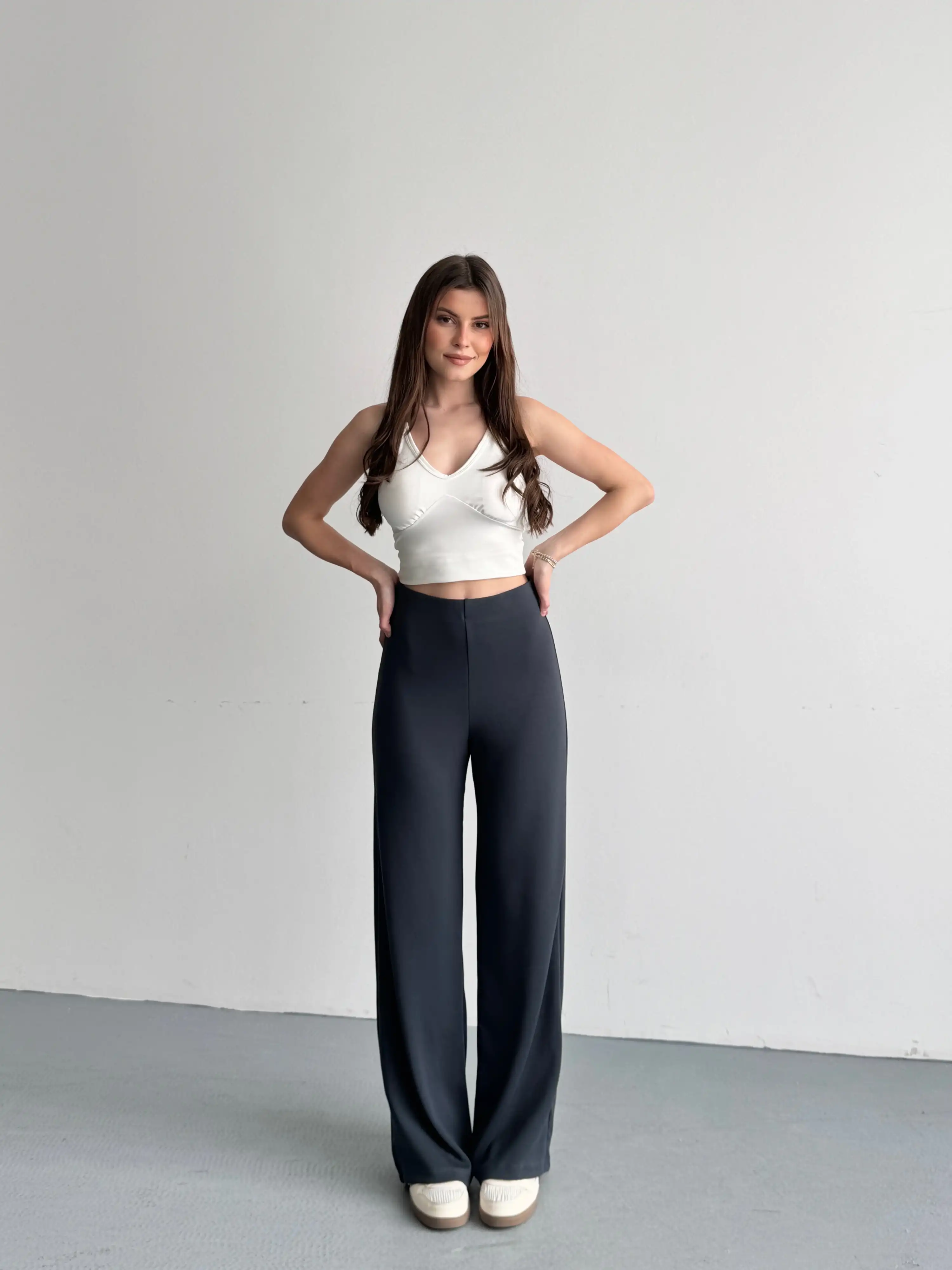 YÜKSEK BEL MODAL PANTOLON-ANTRASİT