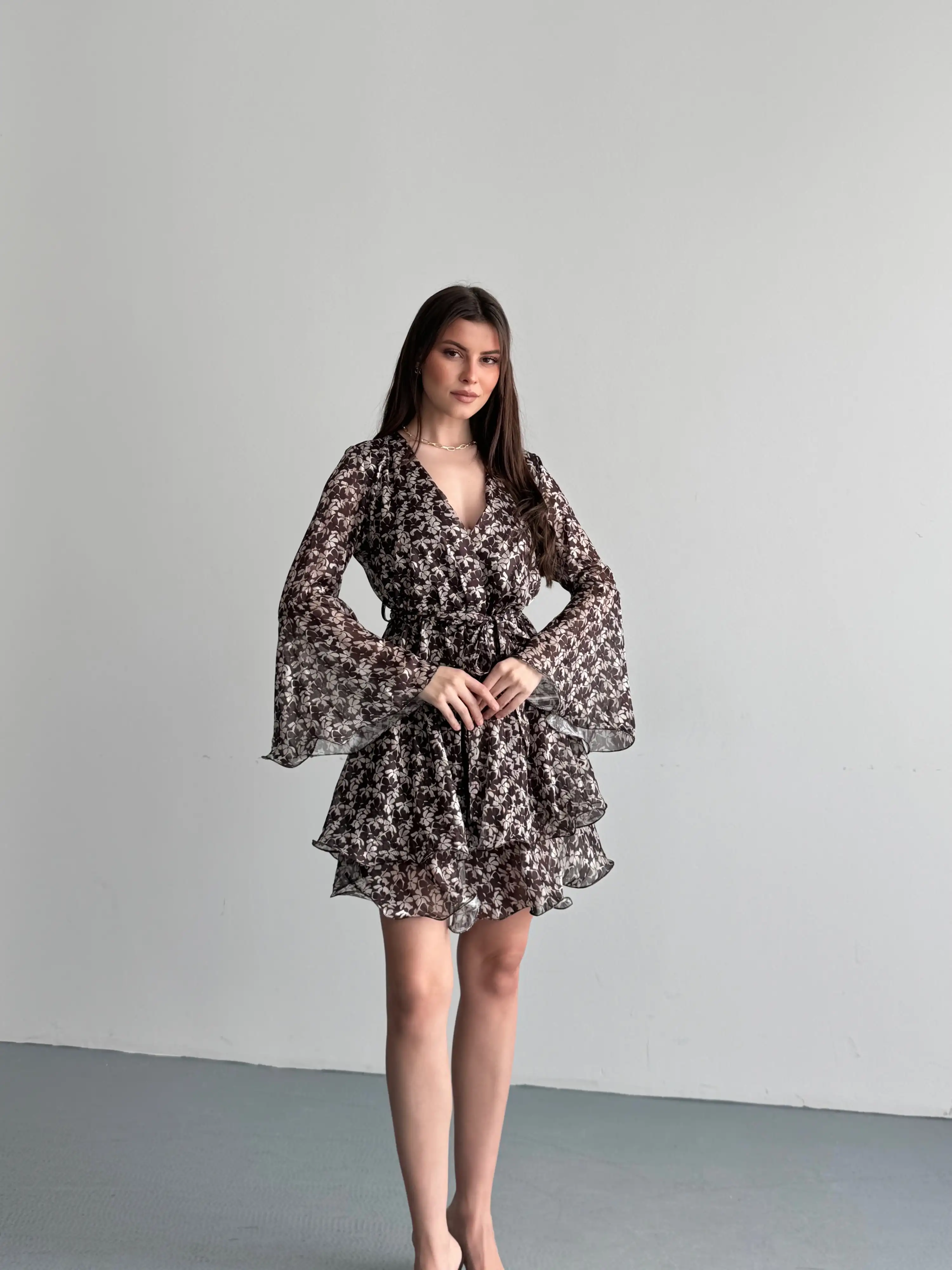 İSPANYOL KOL KAT KAT ELBİSE