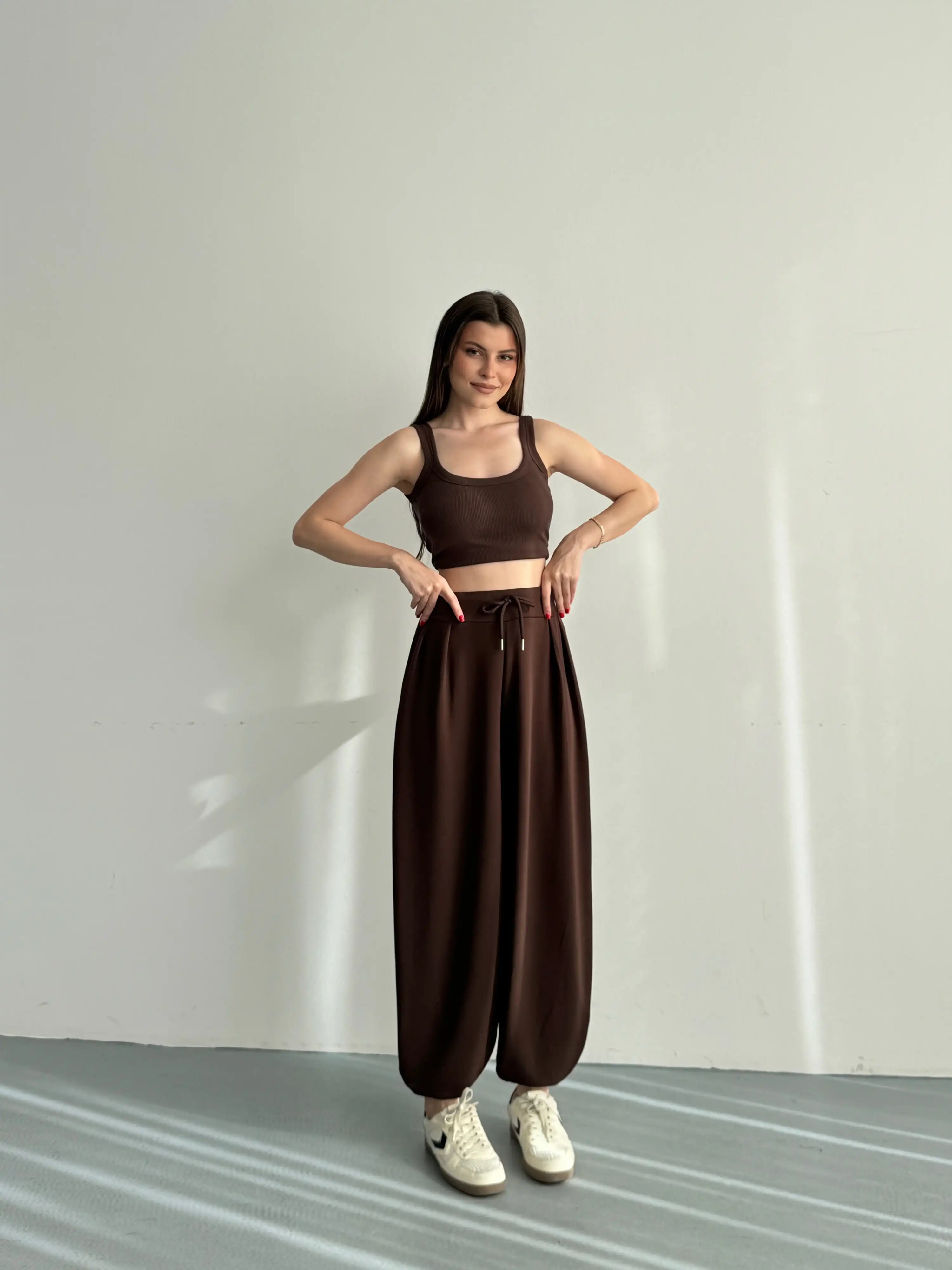 ŞALVAR MODEL MODAL PANTOLON-KAHVE