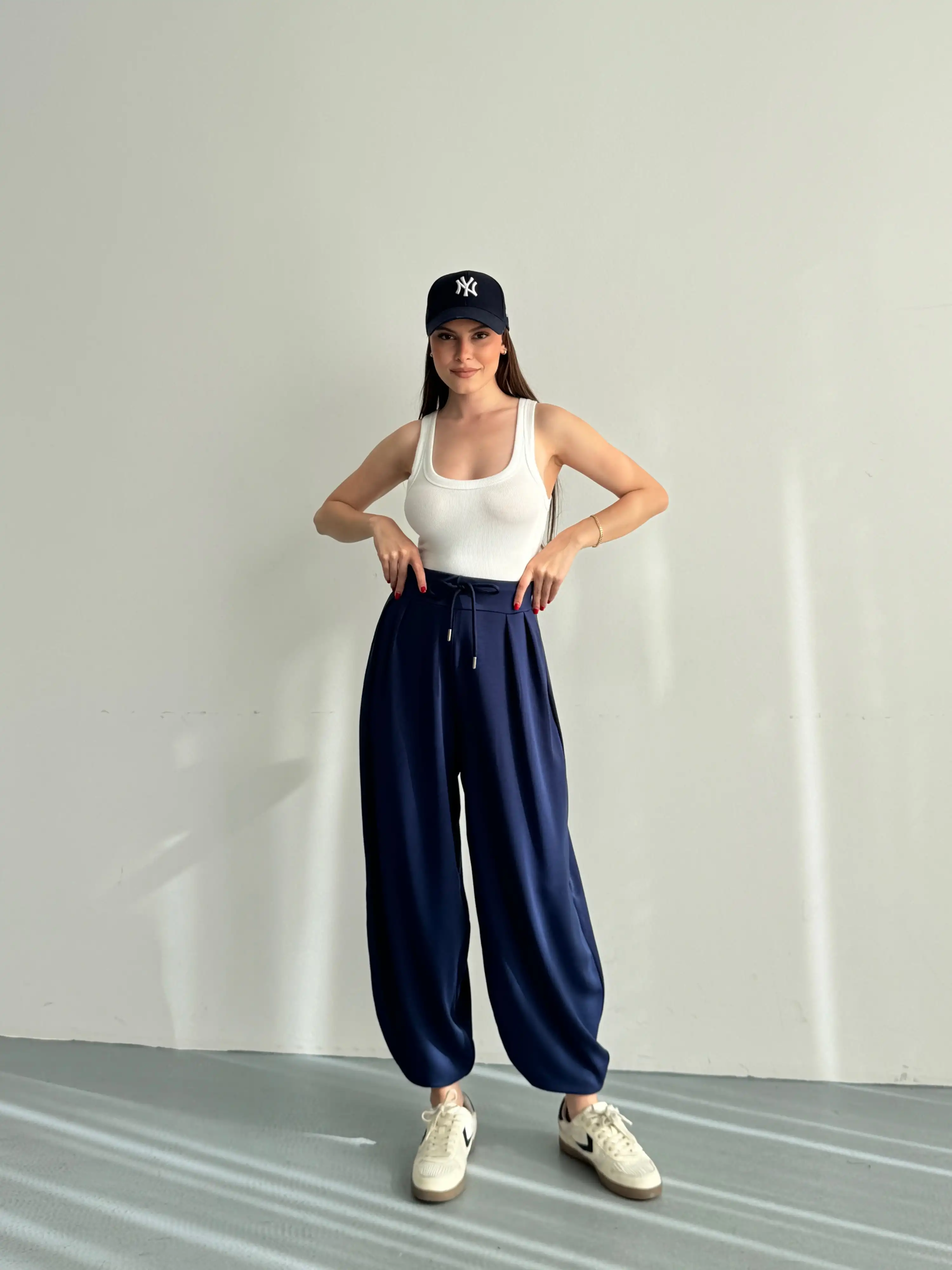 ŞALVAR MODEL MODAL PANTOLON-LACİVERT