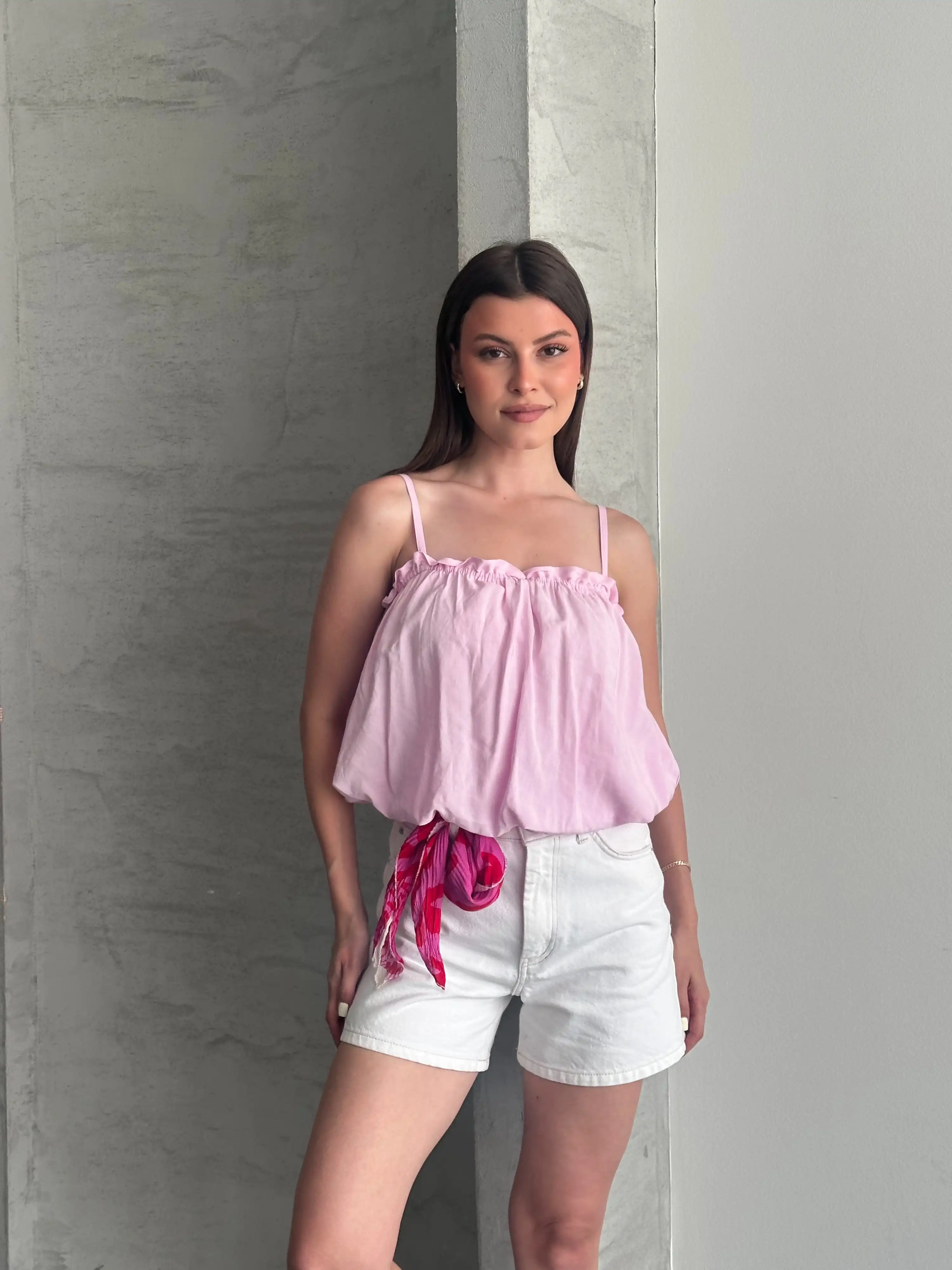 ASKILI BALON BLUZ-PEMBE