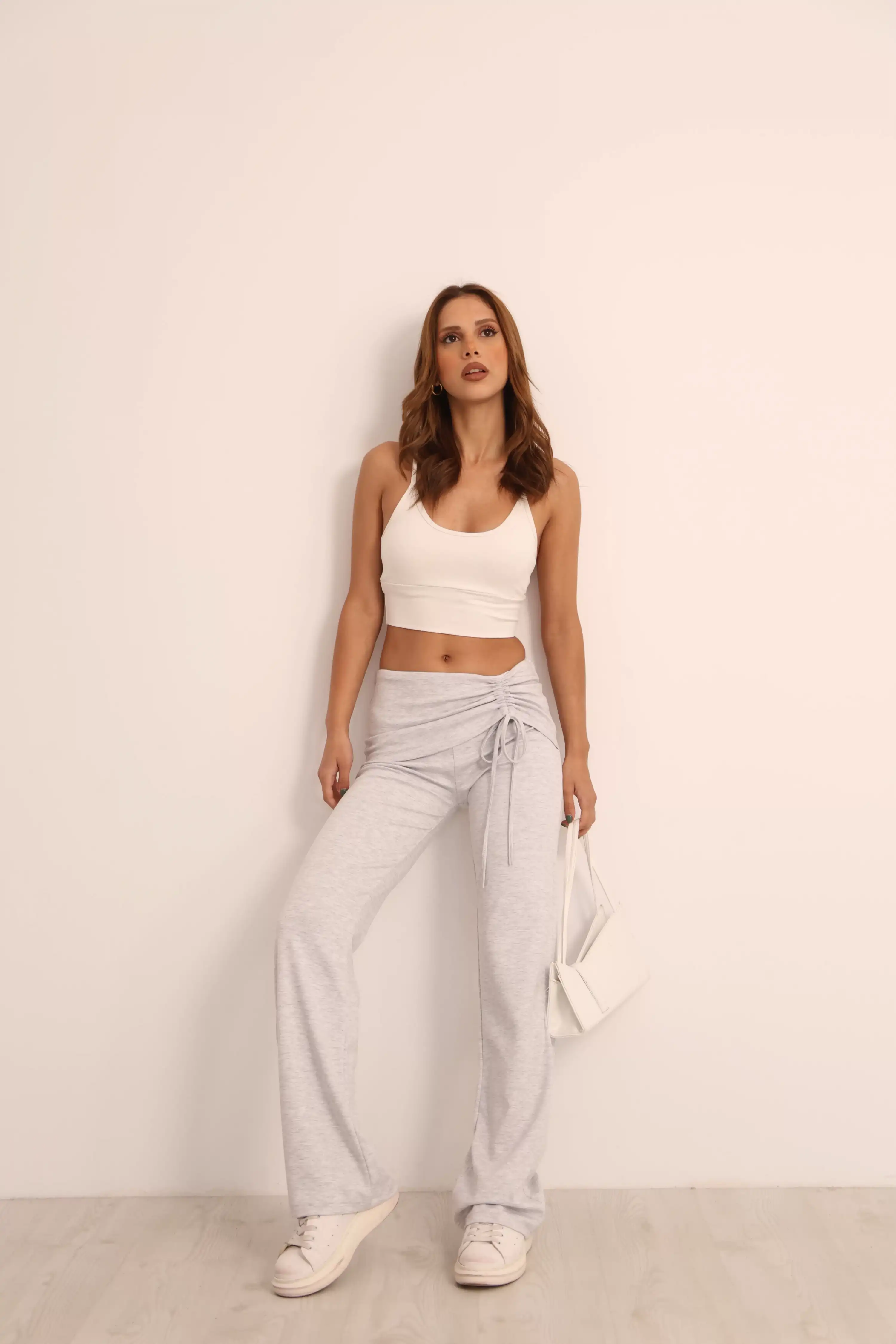 BELİ BÜZGÜLÜ DÖKÜMLÜ PANTOLON-GRİ