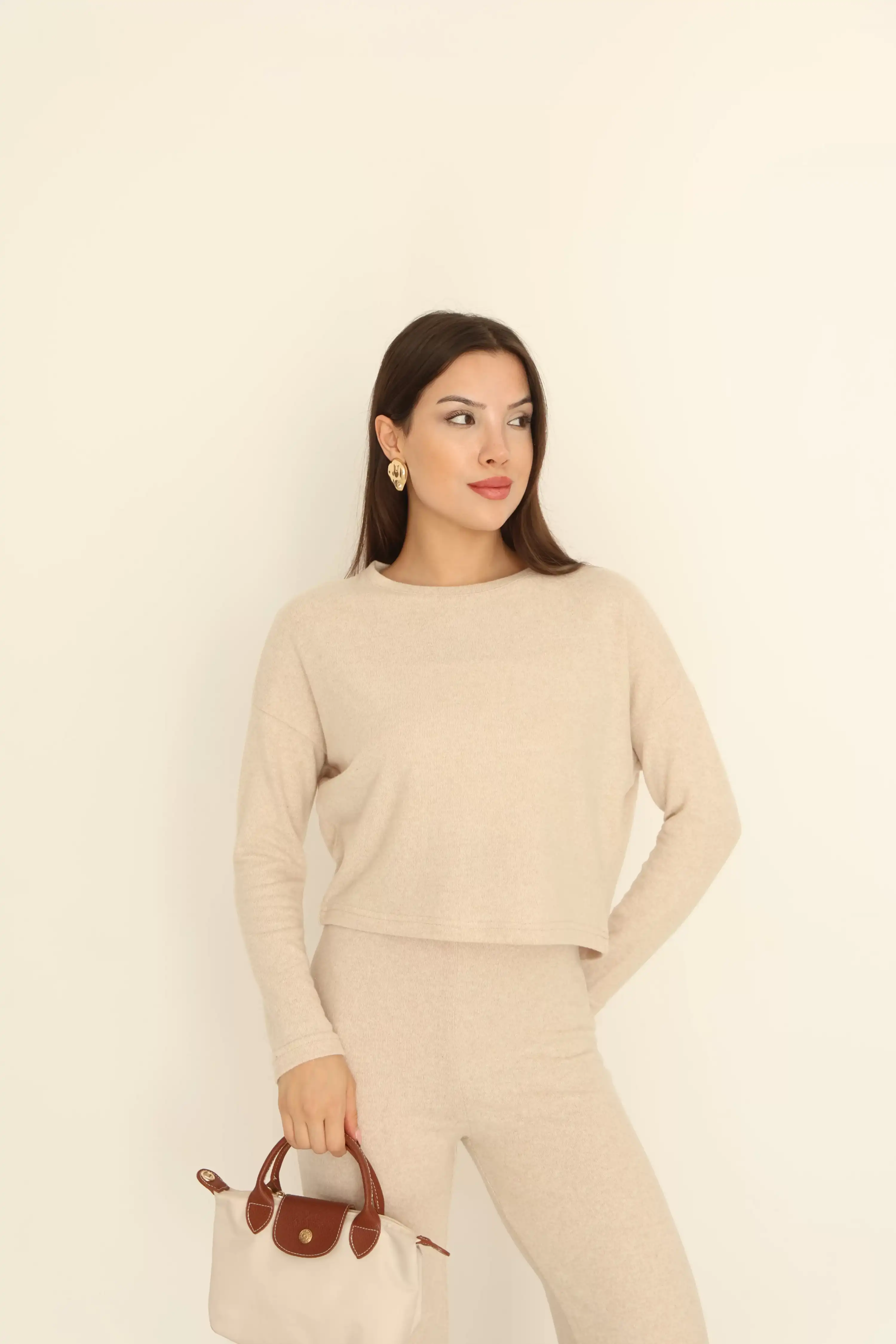 BİSİKLET YAKA TRİKO ALT ÜST TAKIM-KREM