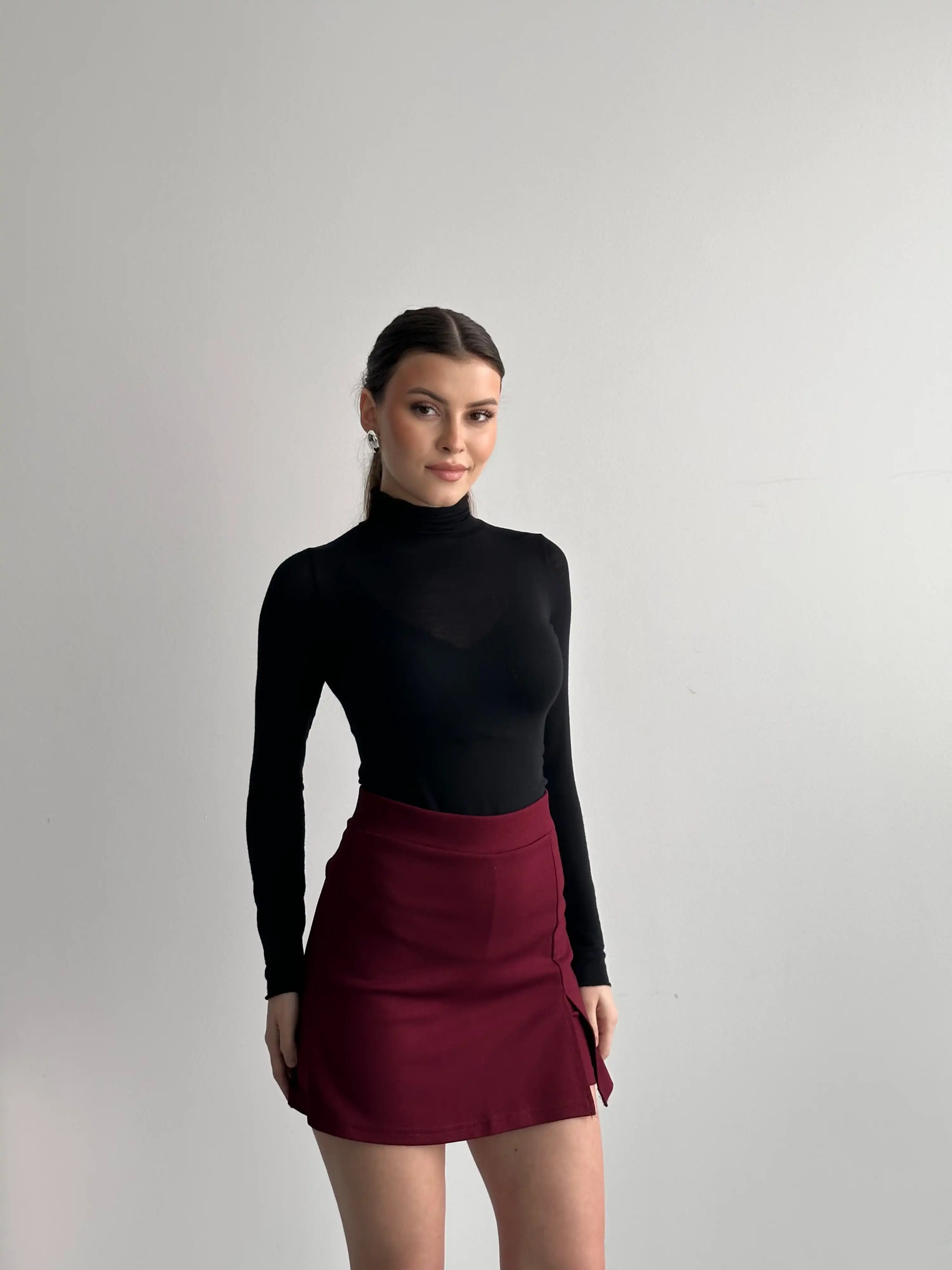 ÇELİK ŞORT ETEK-BORDO