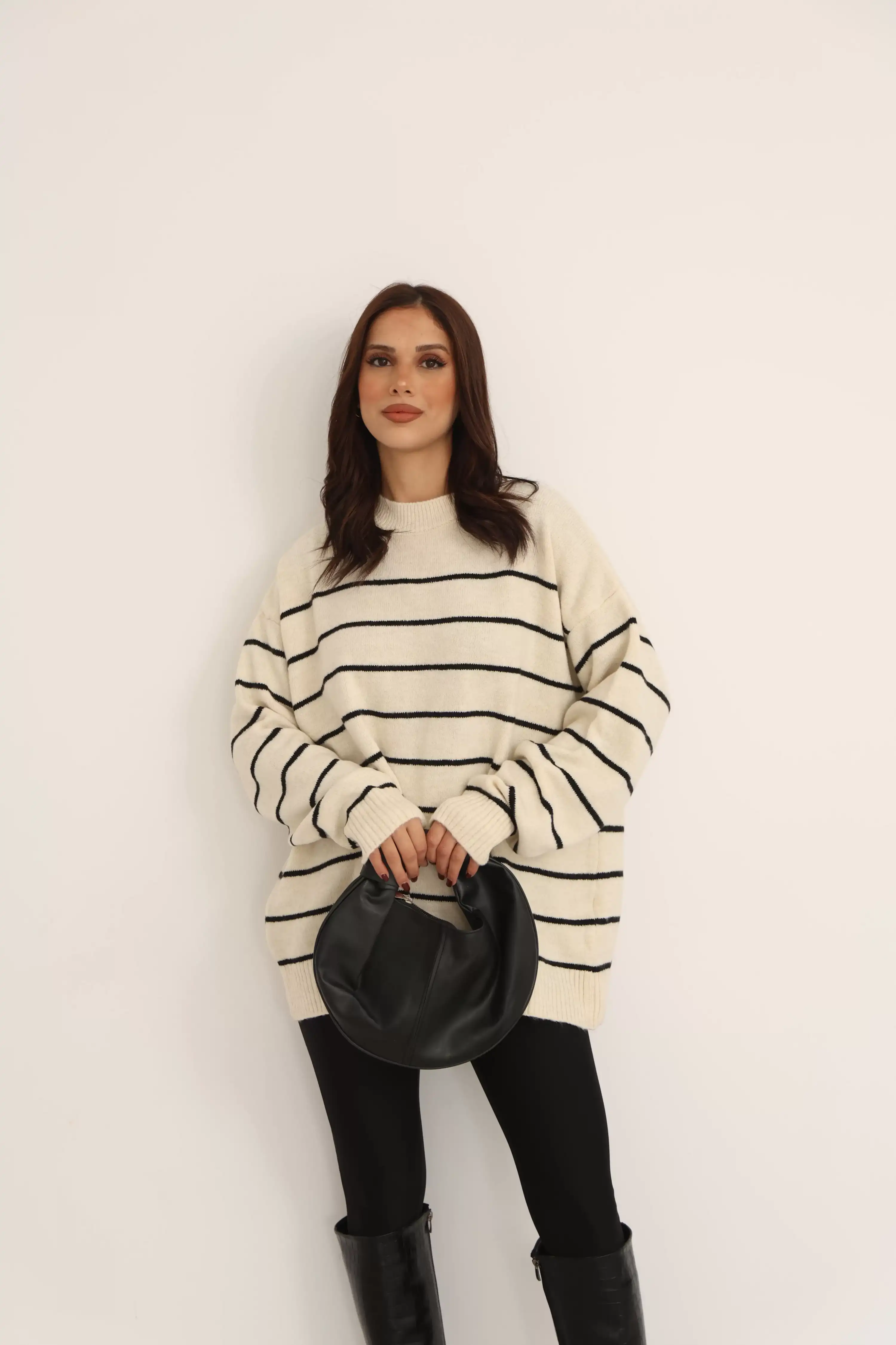 ÇİZGİLİ TRİKO KAZAK-BEJ