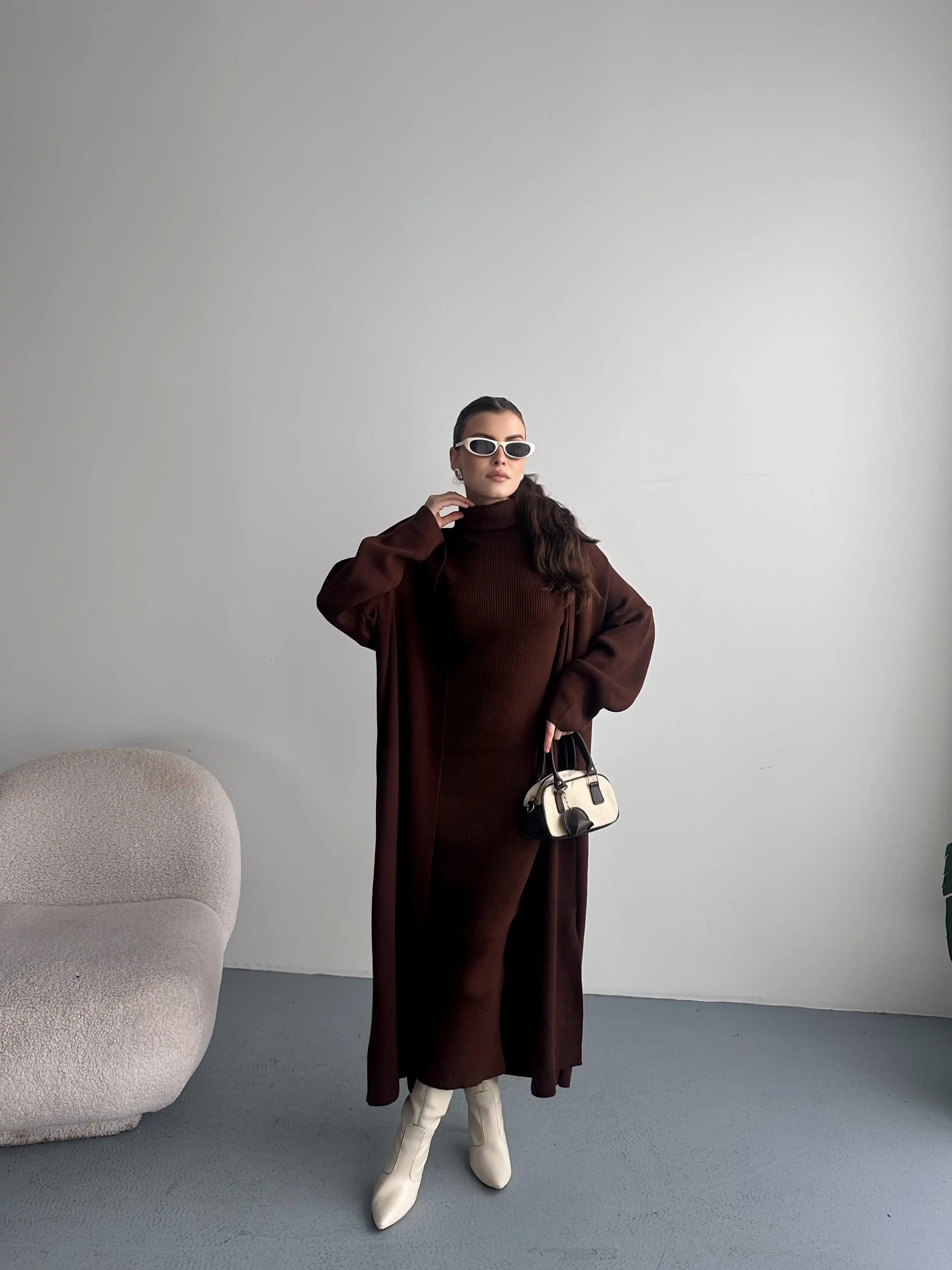 ELBİSELİ HIRKA TAKIM-ACI KAHVE