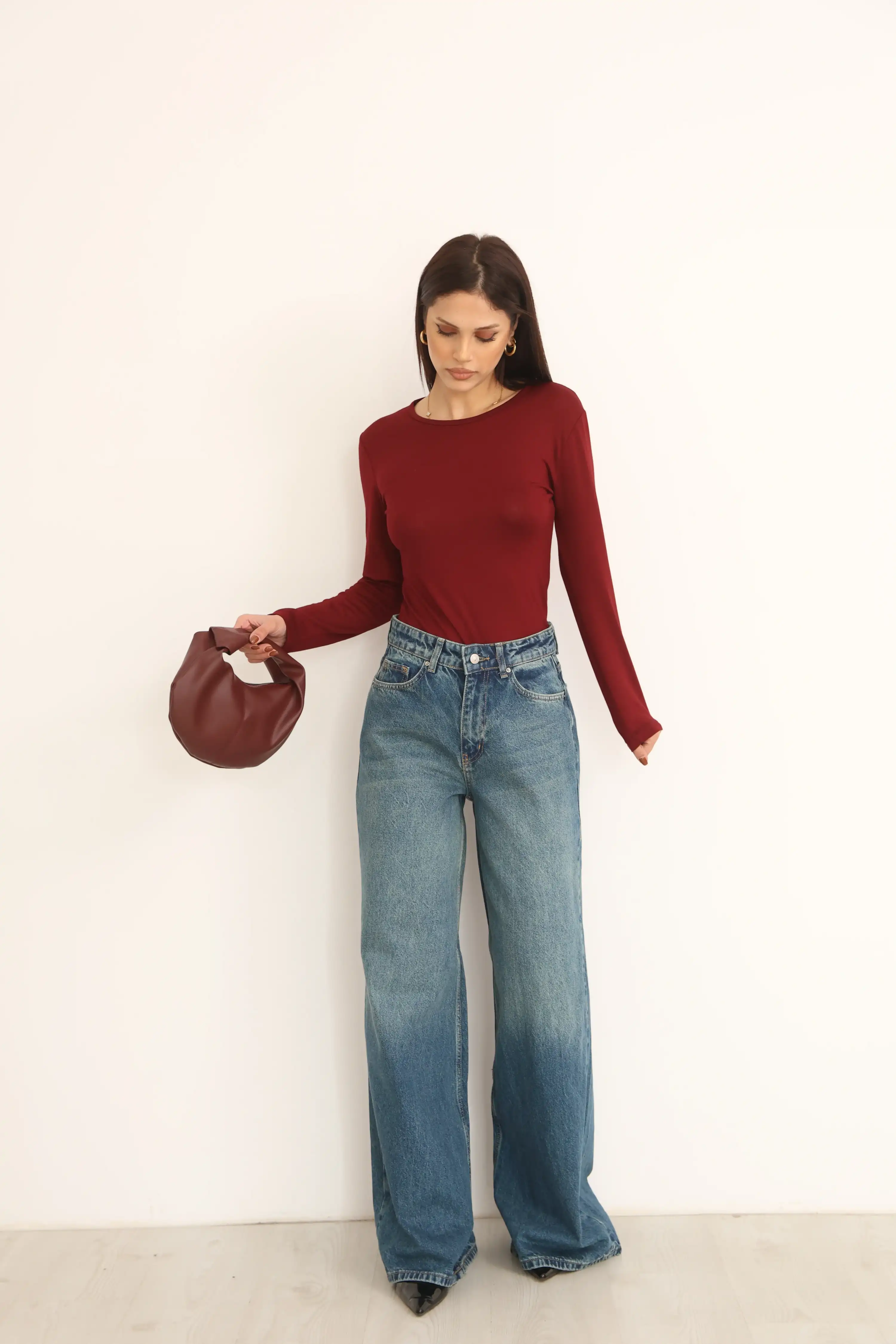 GENİŞ PAÇA YÜKSEK BEL JEAN-AÇIK MAVİ