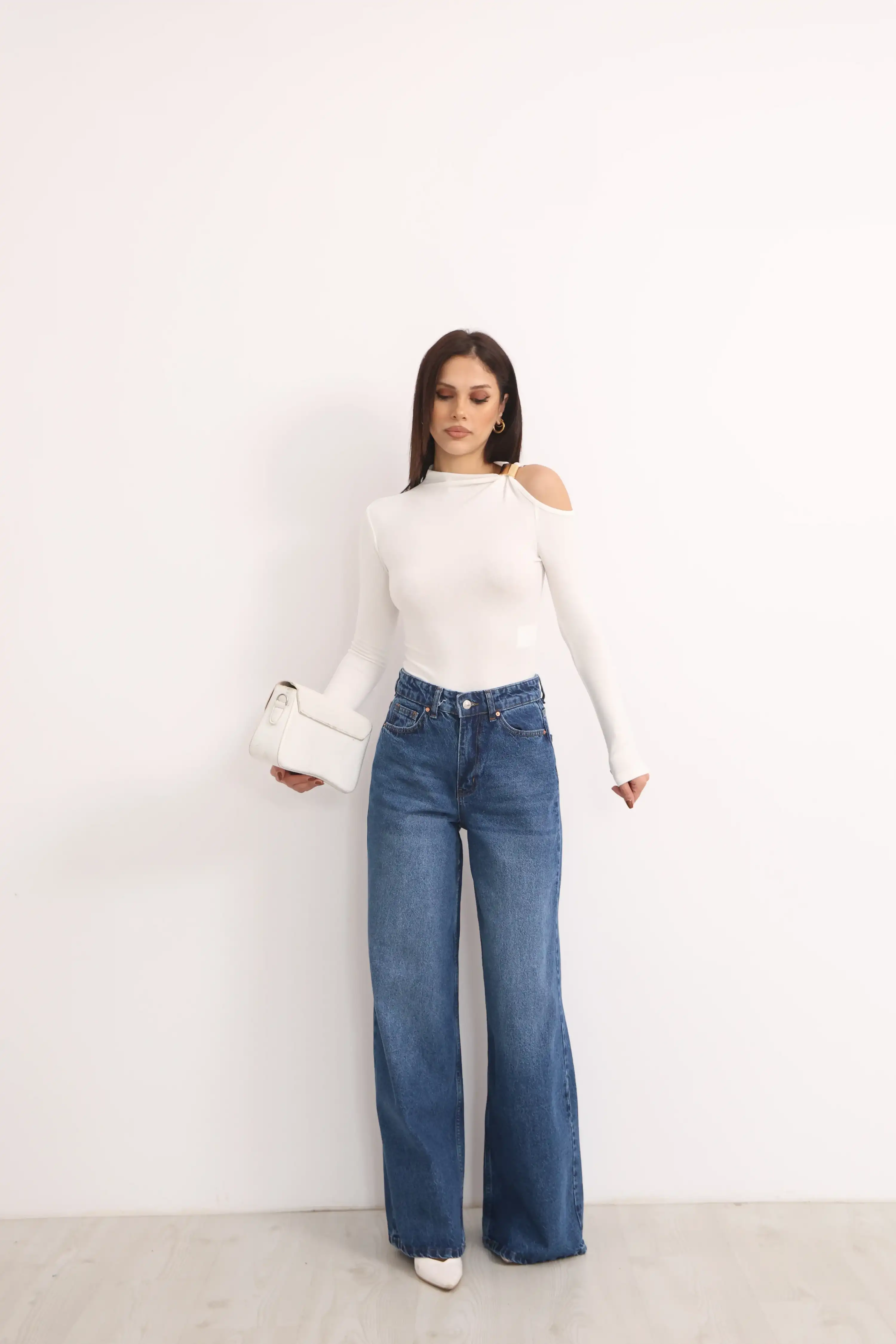 GENİŞ PAÇA YÜKSEK BEL JEAN-MAVİ