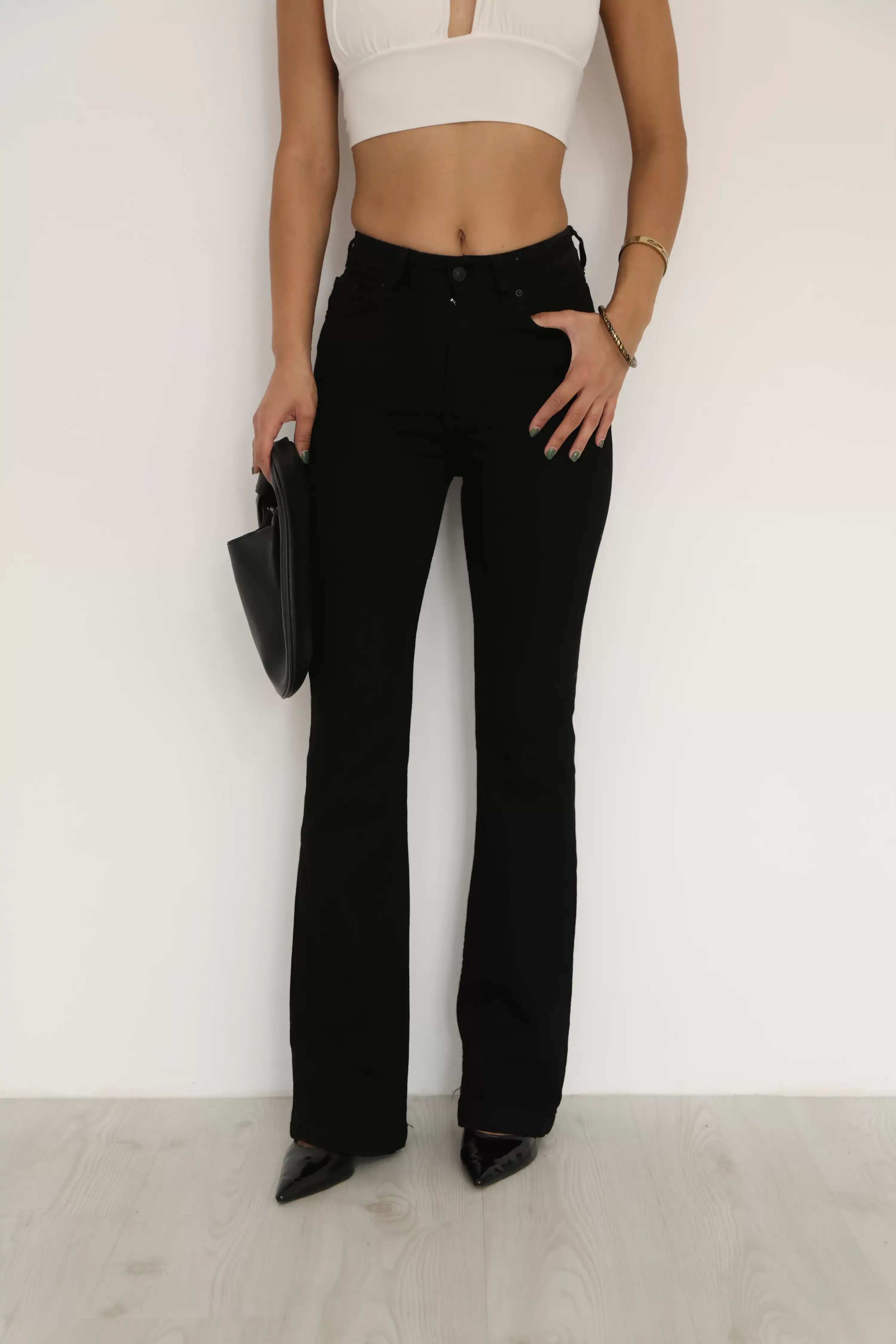 İSPANYOL PAÇA KOT PANTOLON-SİYAH