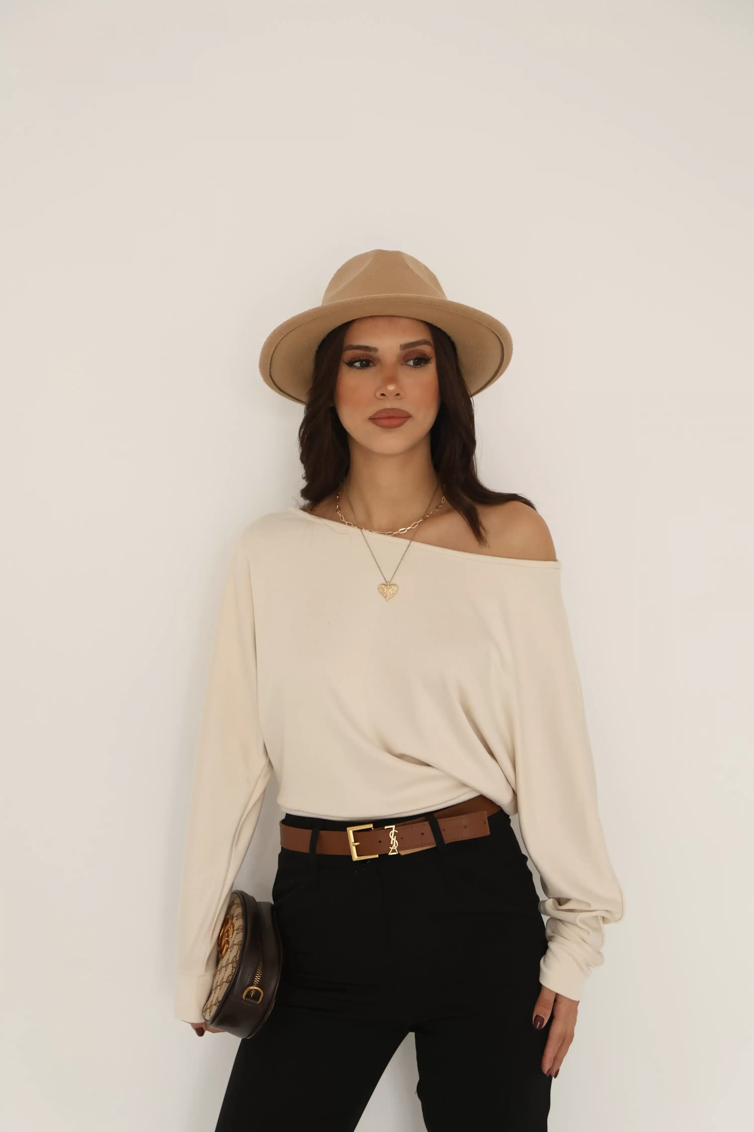 KAYIK YAKA MODAL BLUZ-KREM