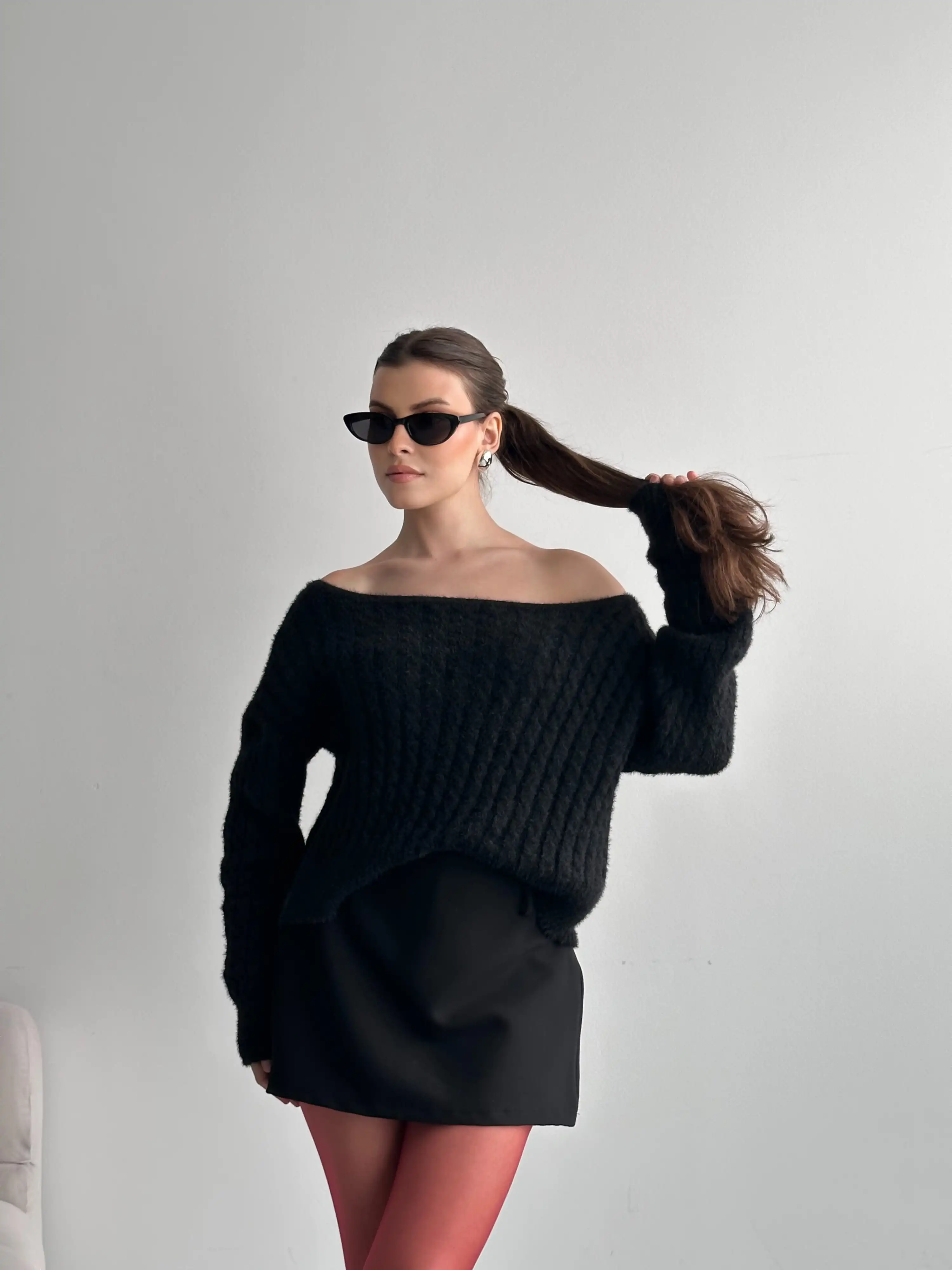 MADONNA YAKA SAKALLI KAZAK-SİYAH