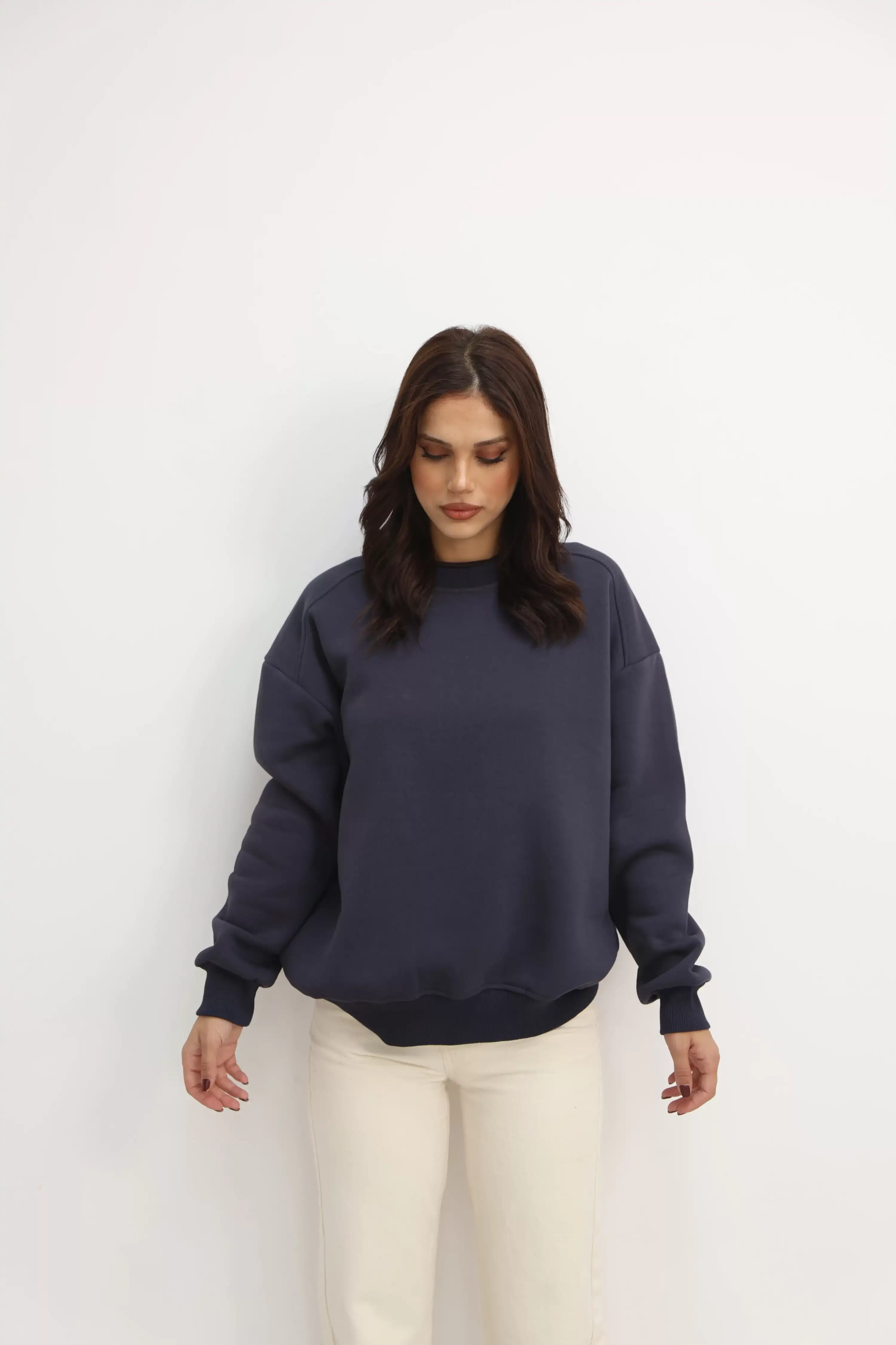 ŞARDONLU DÜZ SWEAT-ANTRASİT