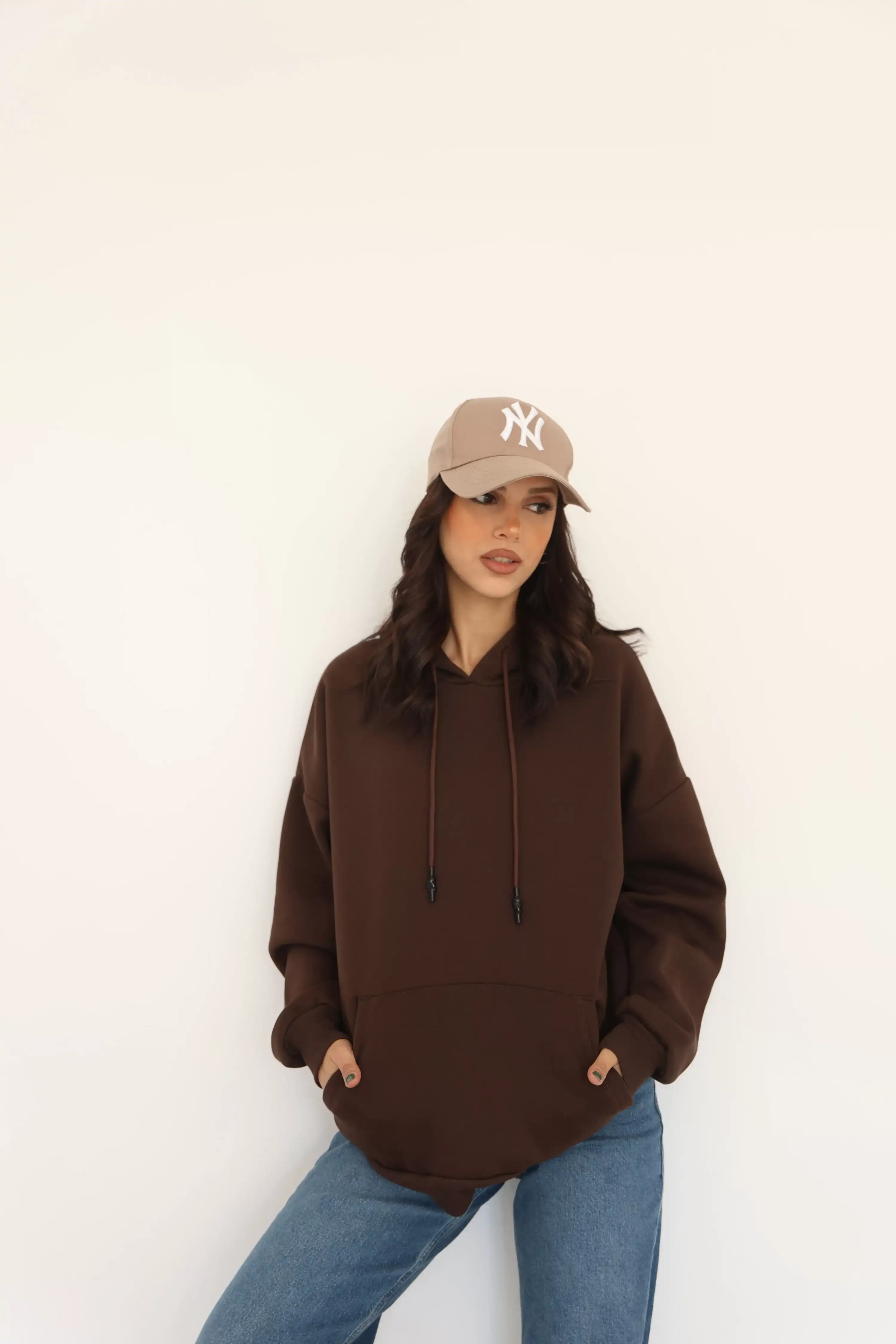 ŞARDONLU KAPÜŞONLU SWEAT-KAHVE