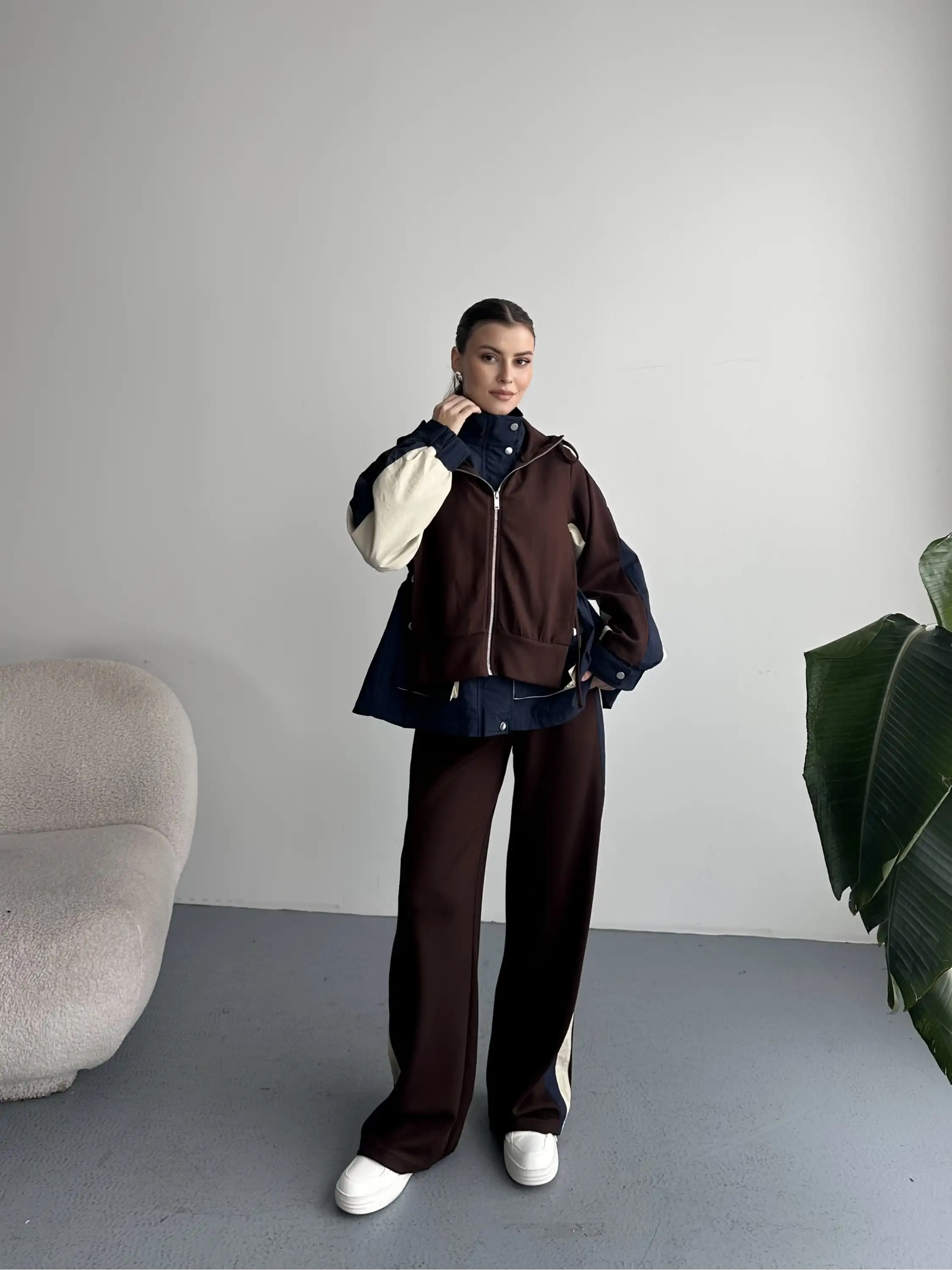 URBAN CONTRAST FERMUARLI TAKIM-LACİVERT/KAHVE