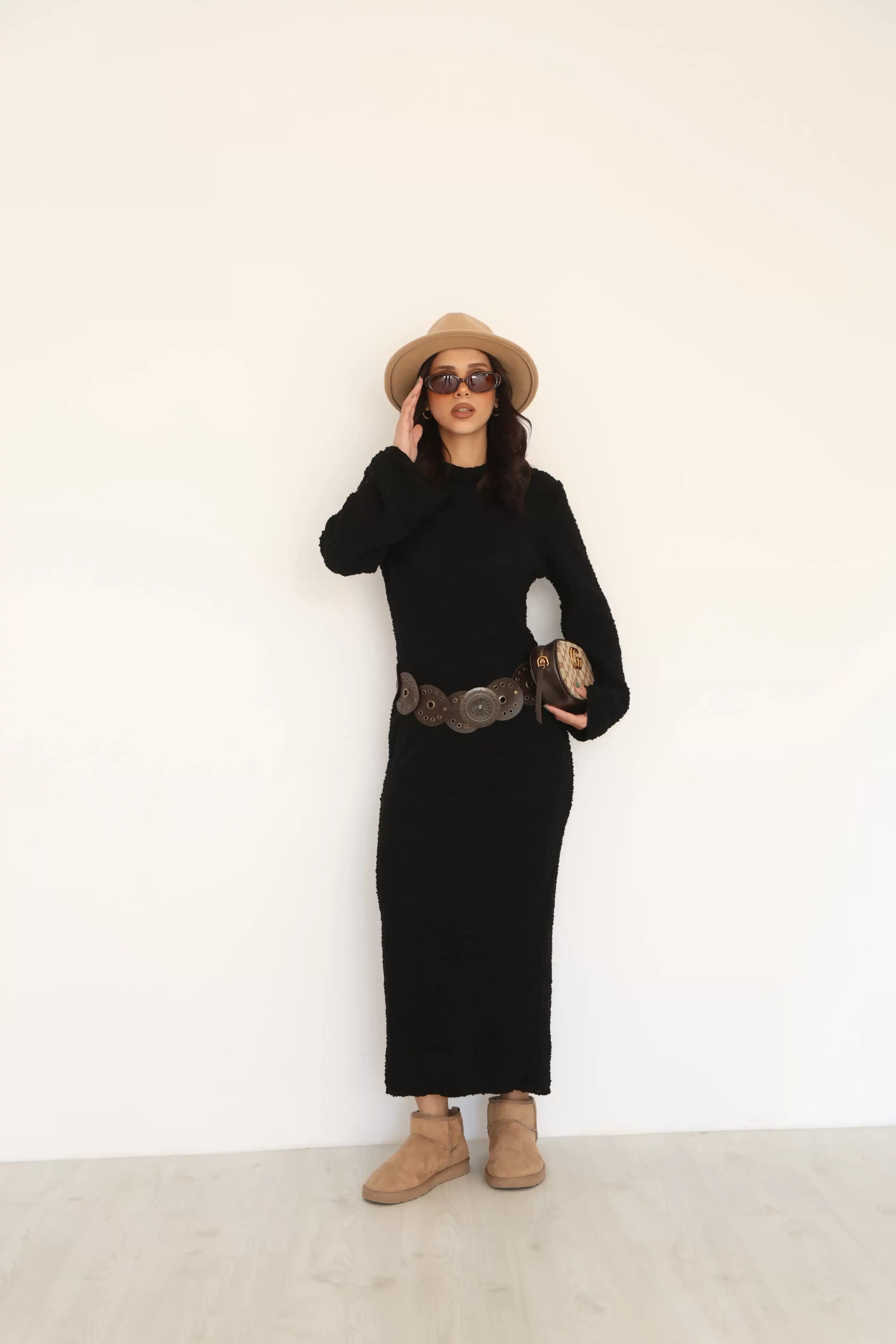 UZUN TRİKO ELBİSE-SİYAH