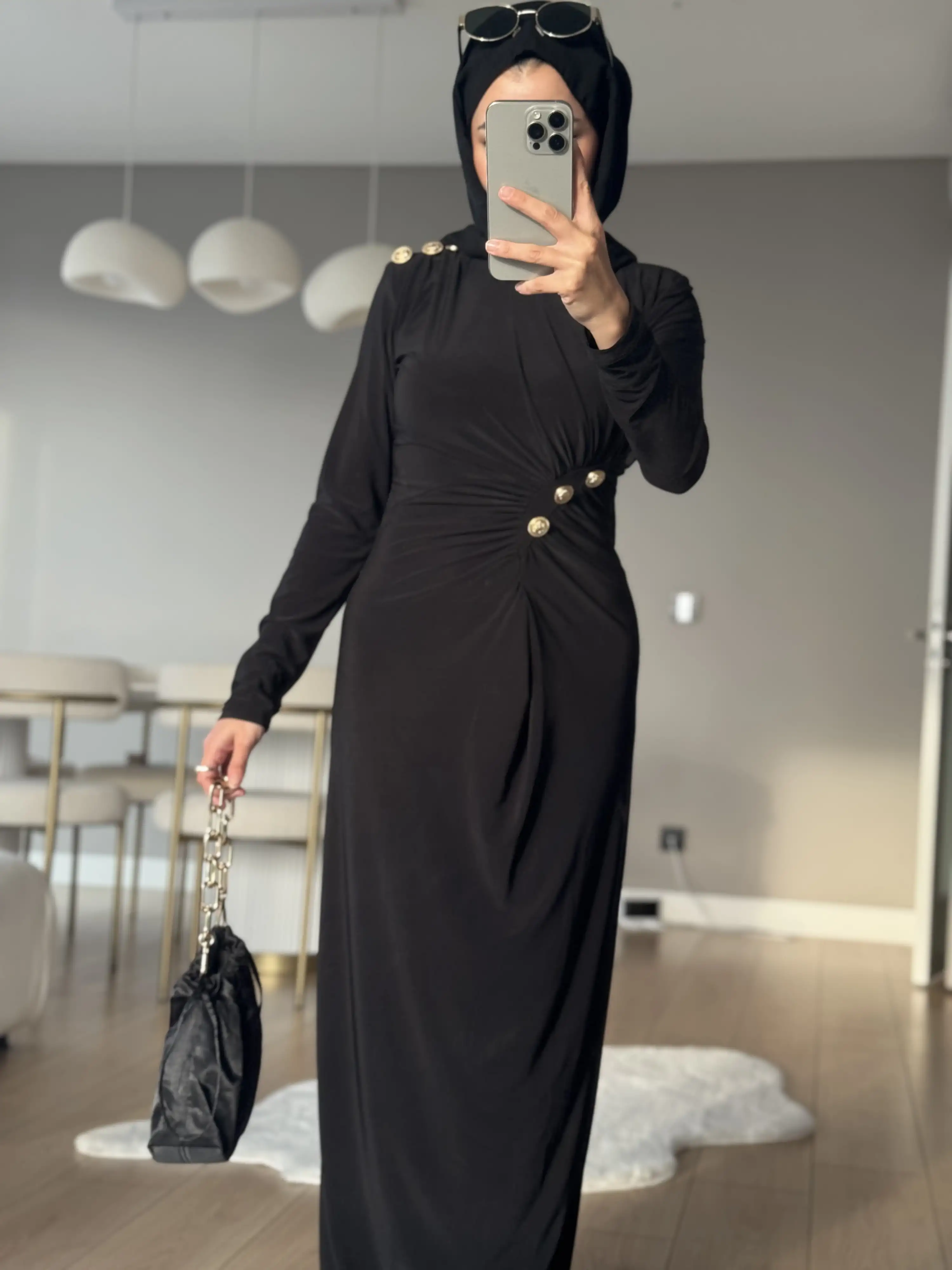 VATKALI DRAPELİ ELBİSE