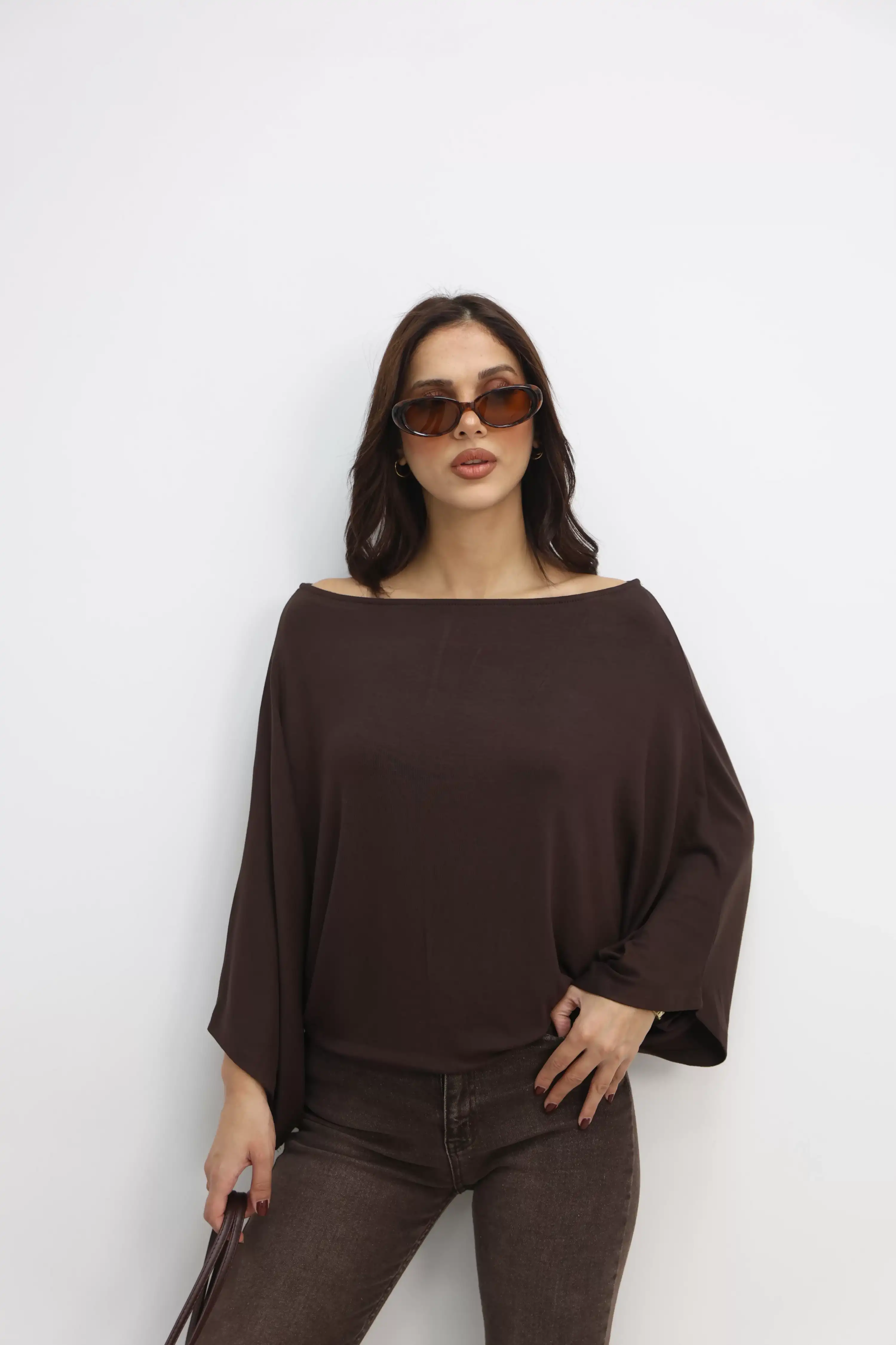 YARASA KOL MODAL BLUZ-KAHVE