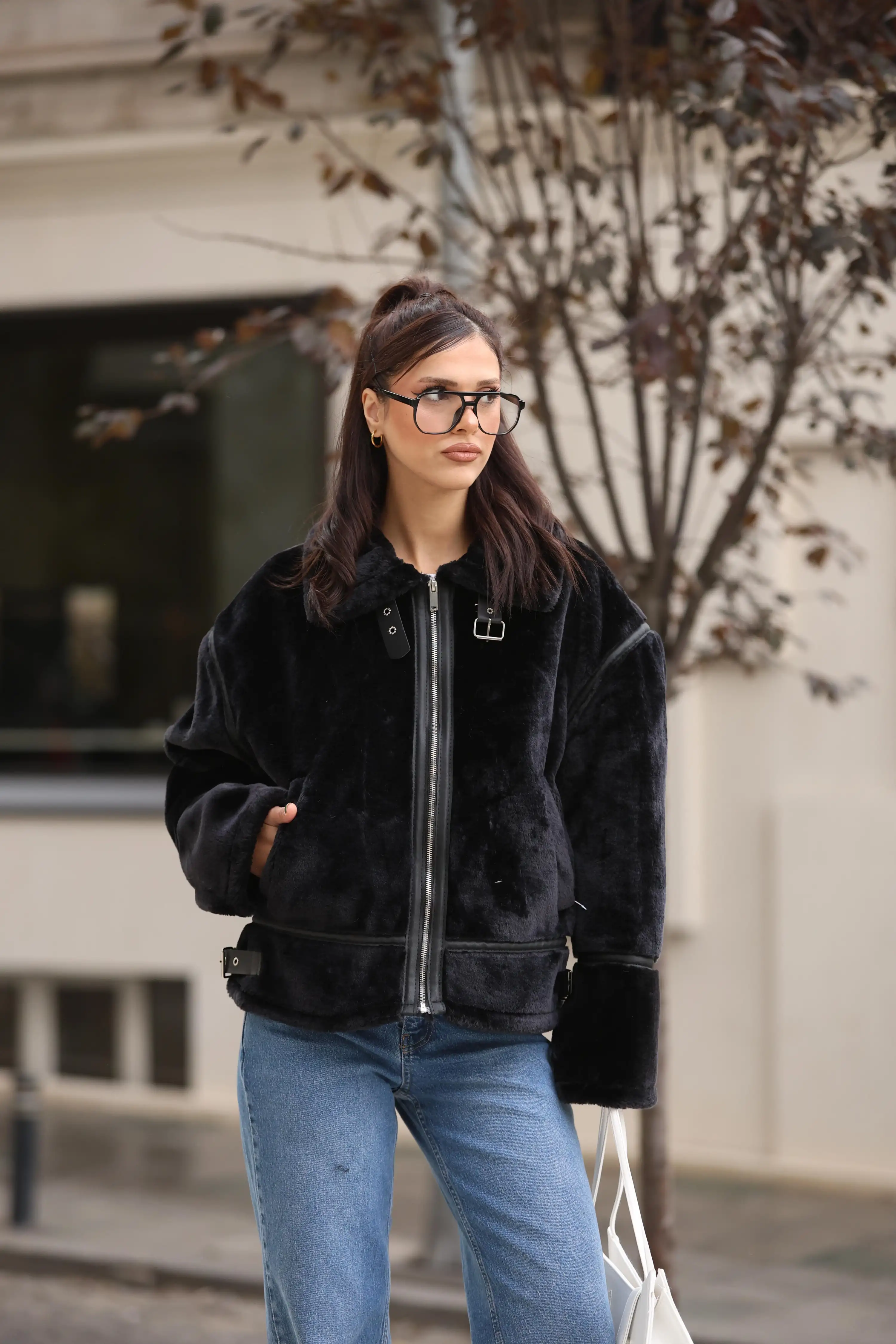 BİKER KÜRK CEKET-SİYAH