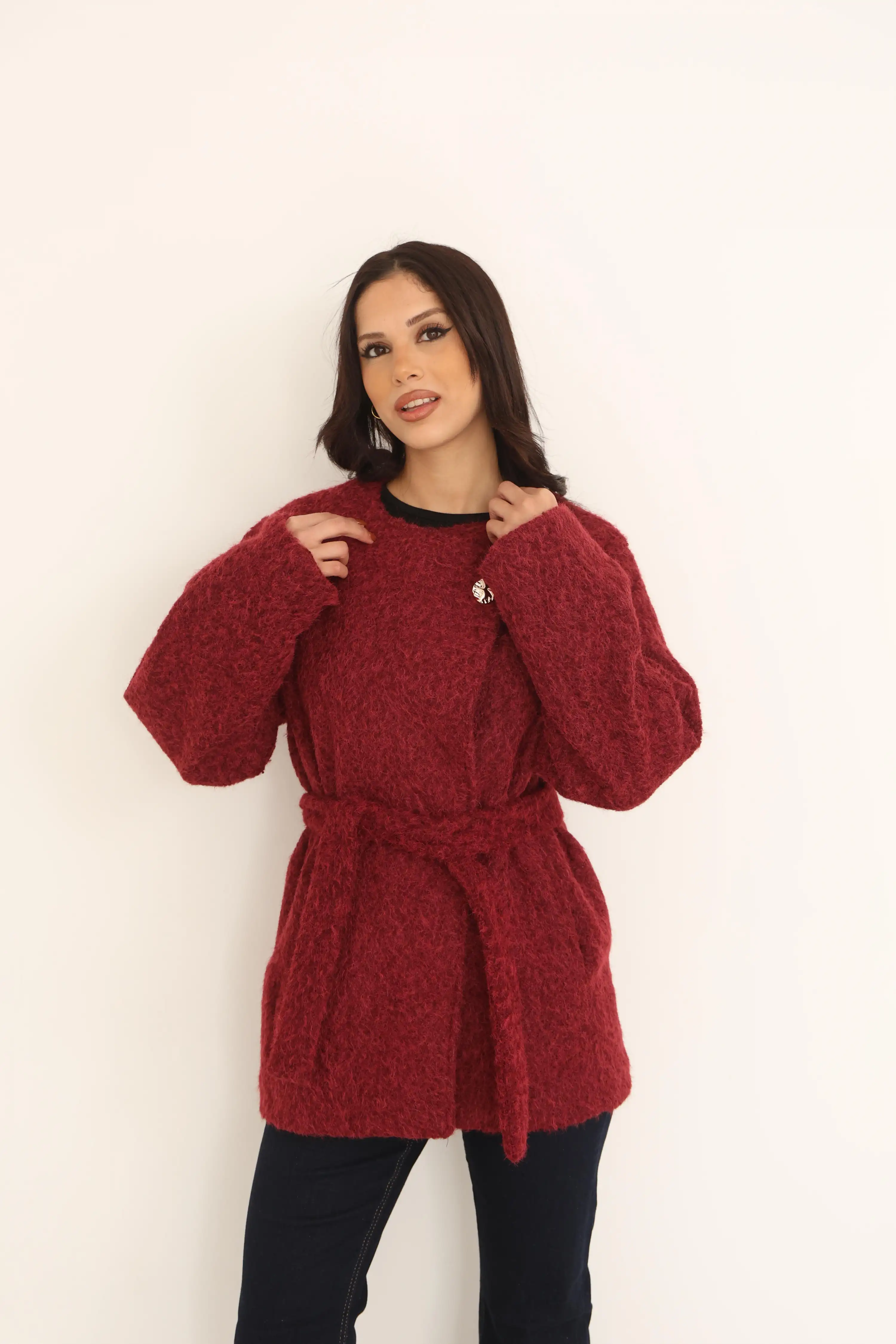 KIRÇILLI KAŞE KABAN-BORDO