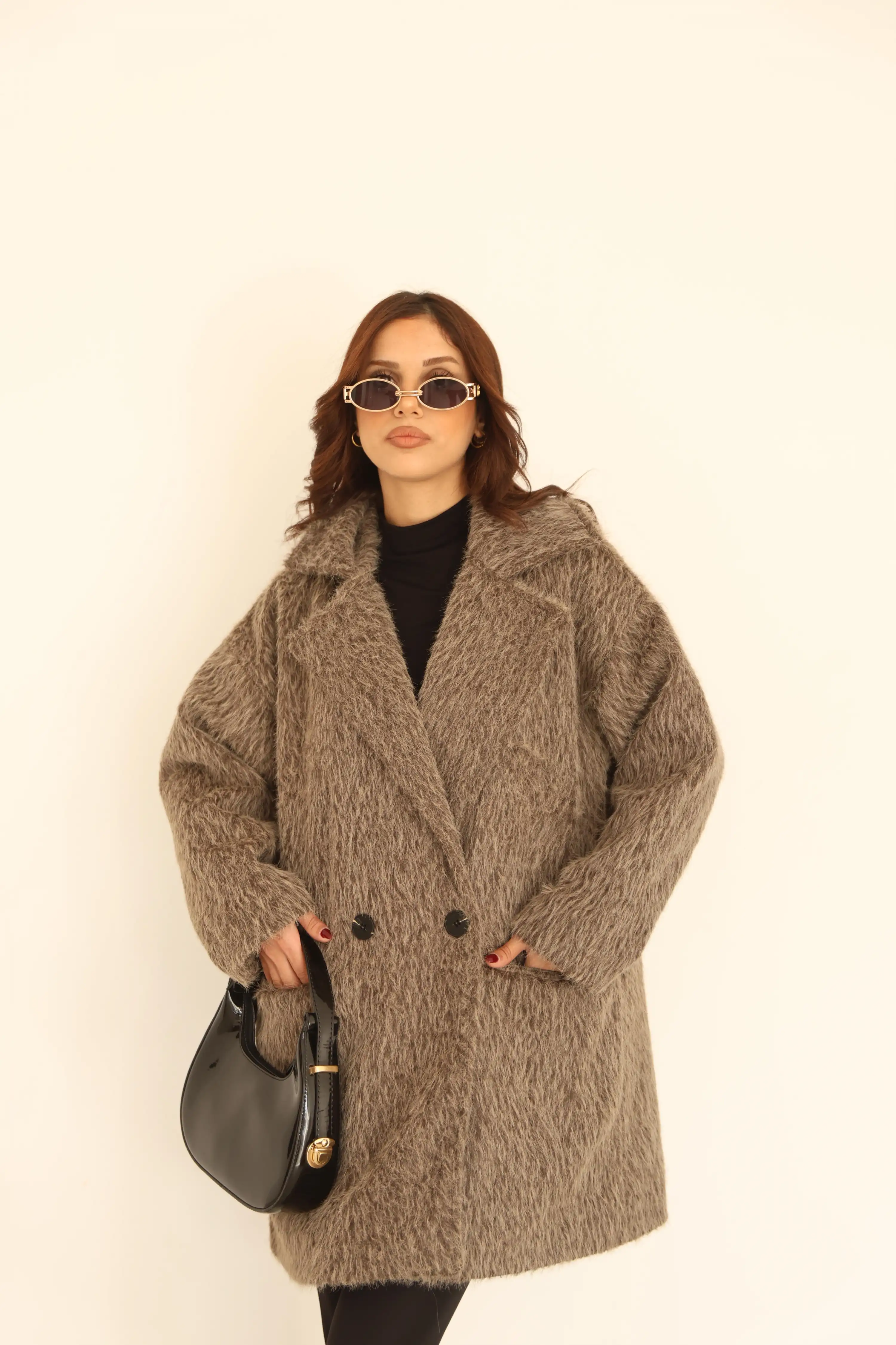 KRUVAZE YAKA YUMUŞAK TÜYLÜ DÜĞMELİ MONT-KAHVE