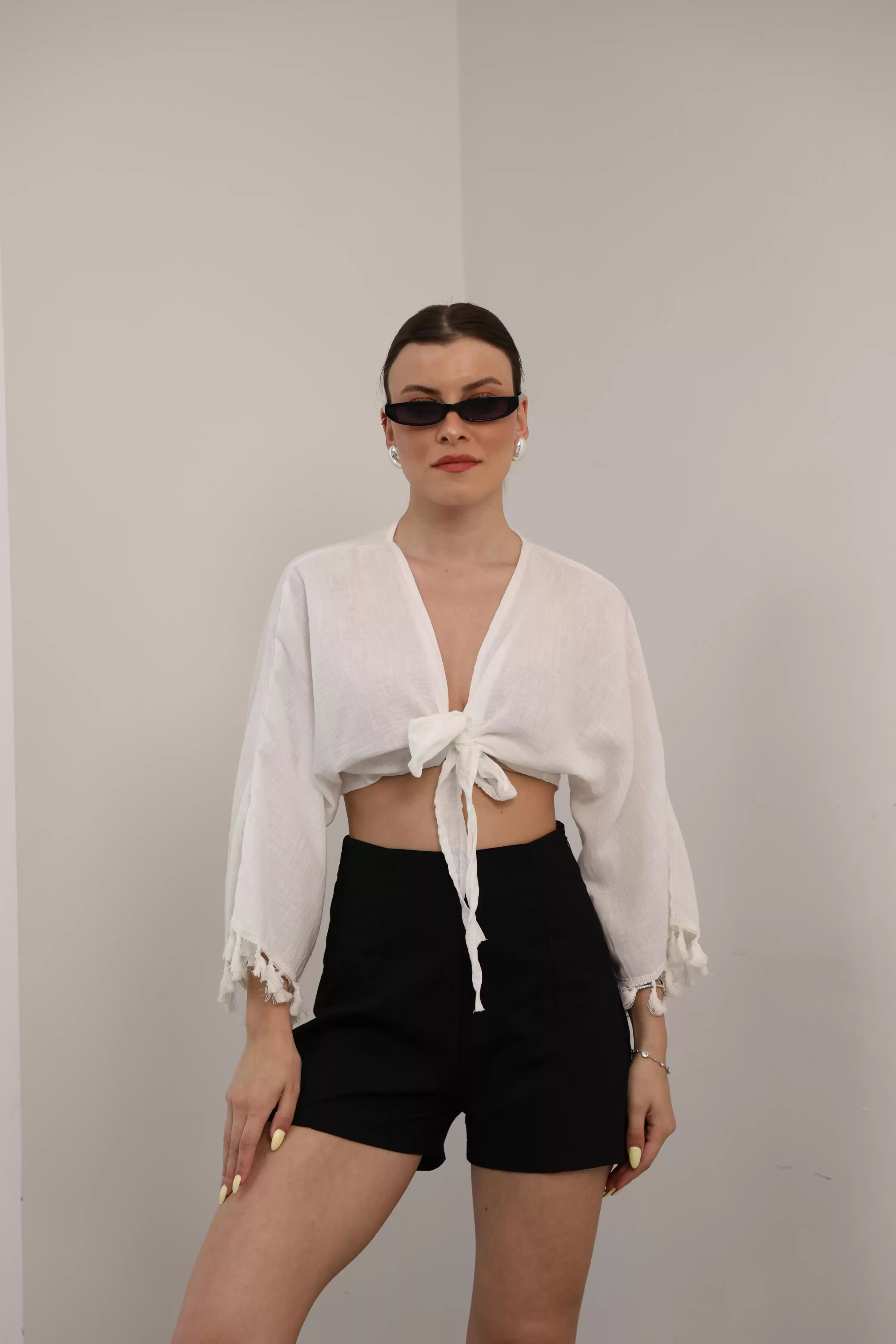 PONPONLU BOLERO-BEYAZ