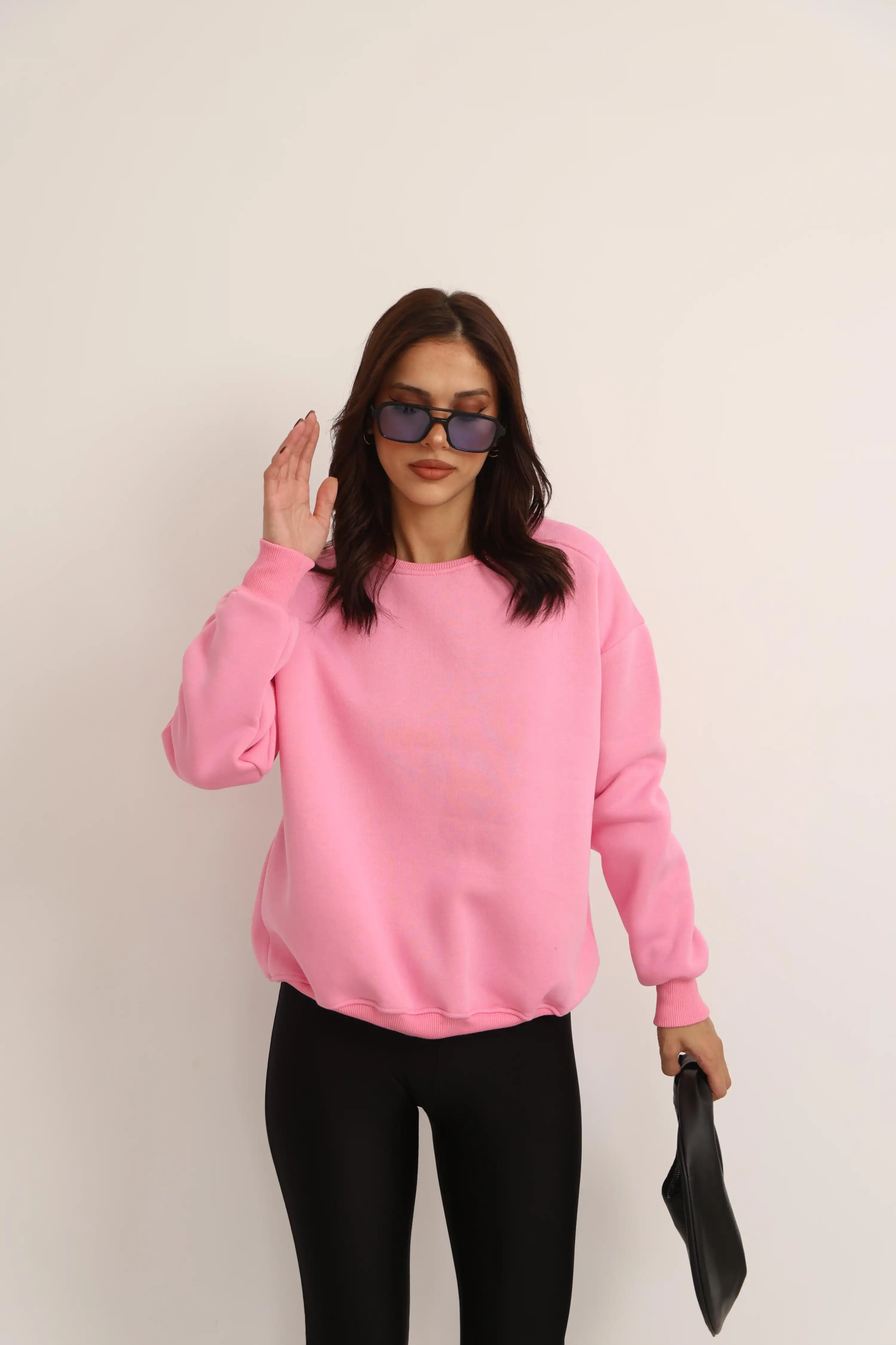 ŞARDONLU DÜZ SWEAT-PEMBE