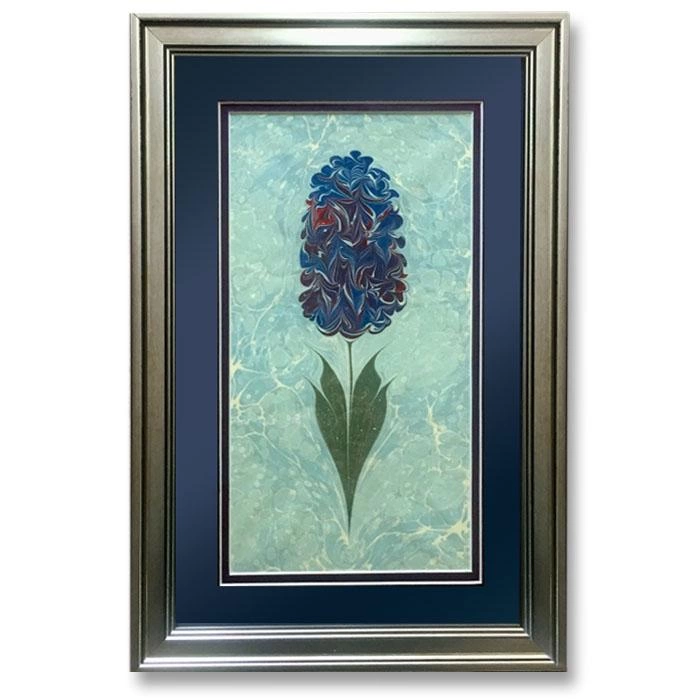 MAVİ SÜMBÜLLÜ EBRU 26 X 39 CM
