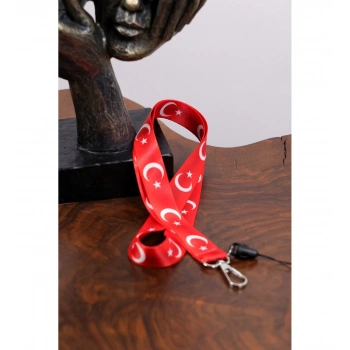 Dioforce Türkiye Bayrağı Desenli Boyun Askı İpi ve Aparatlı Telefon Askısı