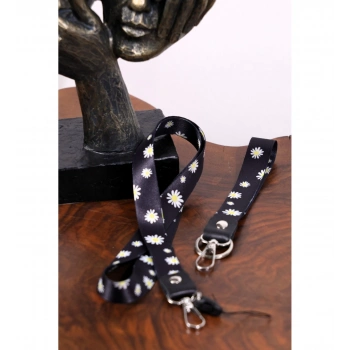 Dioforce Papatya Temalı Tek Rivetli Boyun Askı İpi Ve Anahtarlık Takımı