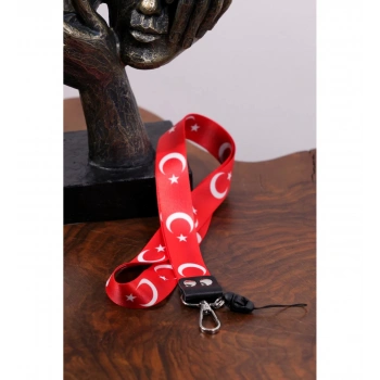 Dioforce Türk Bayrağı Temalı Çift Rivetli Boyun Askı İpi Ve Telefon Askısı