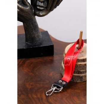 Türk Bayrağı Sonsuz Desenli Kanca Ve Halkalı Geniş Anahtarlık