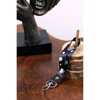 Papatya Sonsuz Desenli Kanca Ve Halkalı Anahtarlık