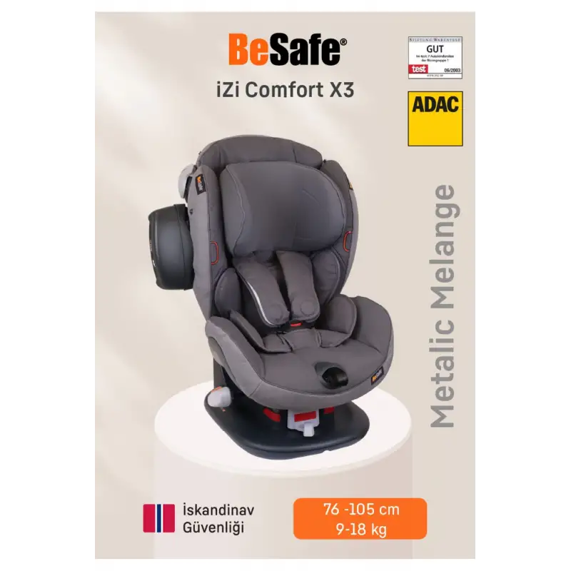 Besafe İzi Comfort X3 ADACLI Oto Koltuğu 9-18 Kg Metallic Melange