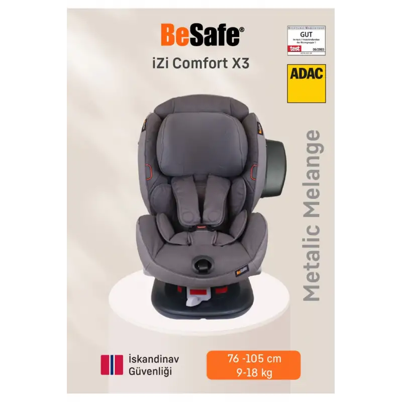 Besafe İzi Comfort X3 ADACLI Oto Koltuğu 9-18 Kg Metallic Melange