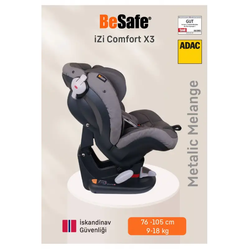Besafe İzi Comfort X3 ADACLI Oto Koltuğu 9-18 Kg Metallic Melange
