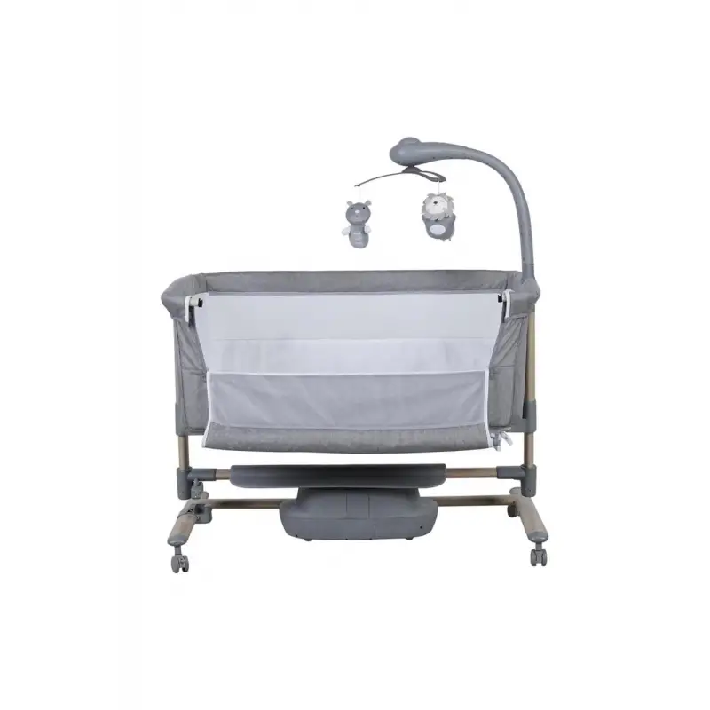 Prego Carmela Anne Yanı Elektrikli Uzaktan Kumandalı Dönenceli Beşik Gri