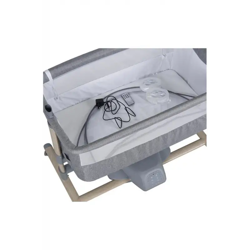 Prego Carmela Anne Yanı Elektrikli Uzaktan Kumandalı Dönenceli Beşik Gri