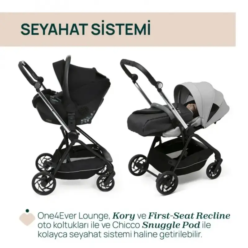 Chicco One4Ever Lounge Travel Sistem Bebek Arabası Sparkle Grey