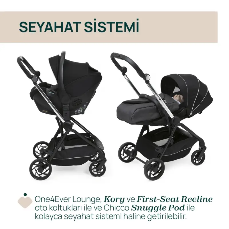 Chicco One4Ever Lounge Travel Sistem Bebek Arabası Black Beauty