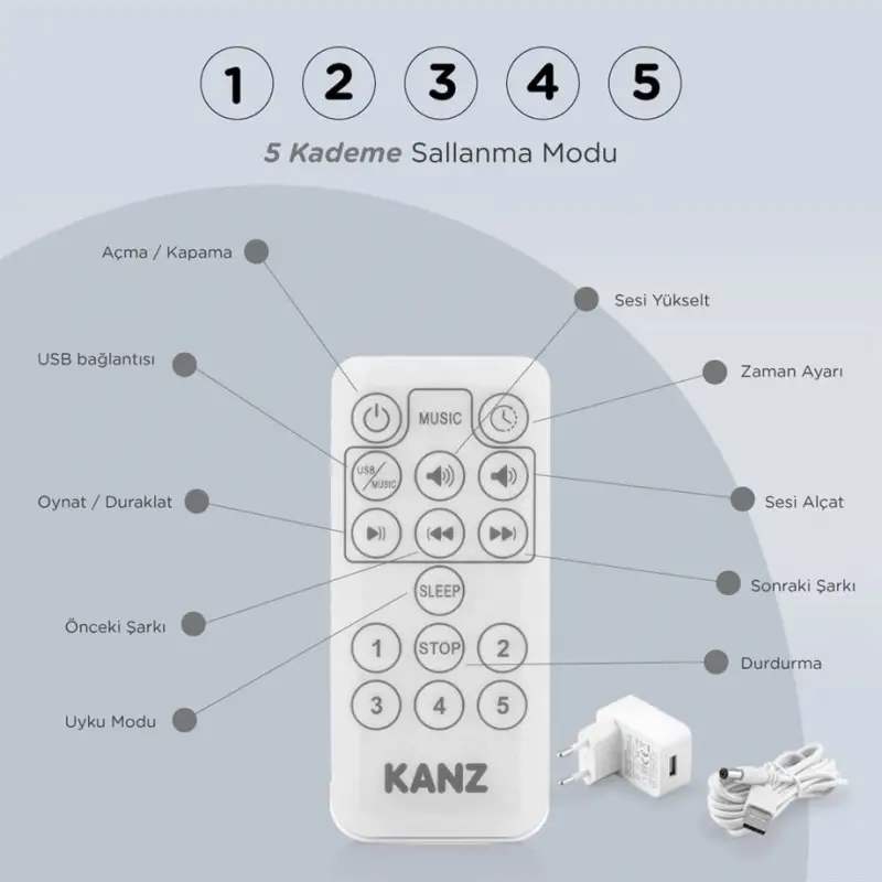Kanz Swan Elektrikli Ana Kucağı Gri