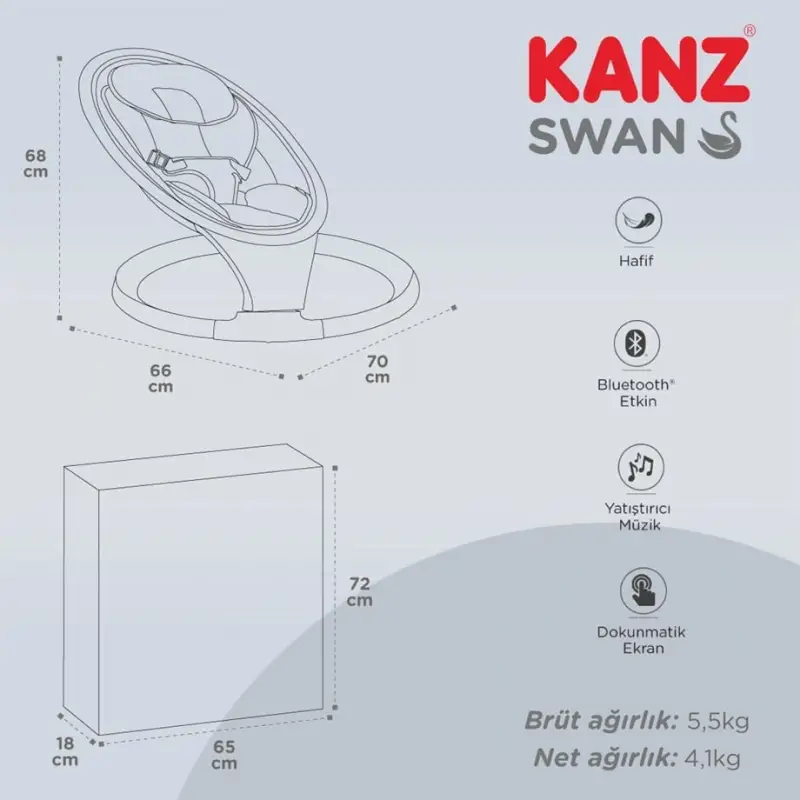 Kanz Swan Elektrikli Ana Kucağı Gri