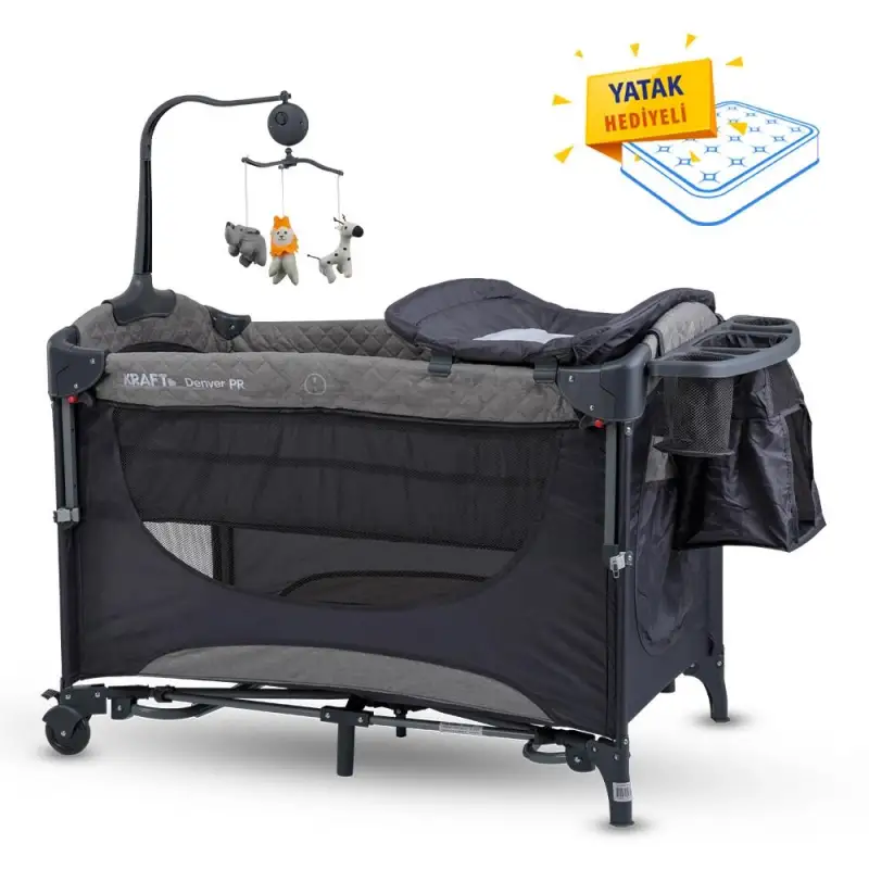 Kraft Denver Pr Anne Yanı Oyun Parkı Yatak Hediyeli 63x105 cm Dark Grey