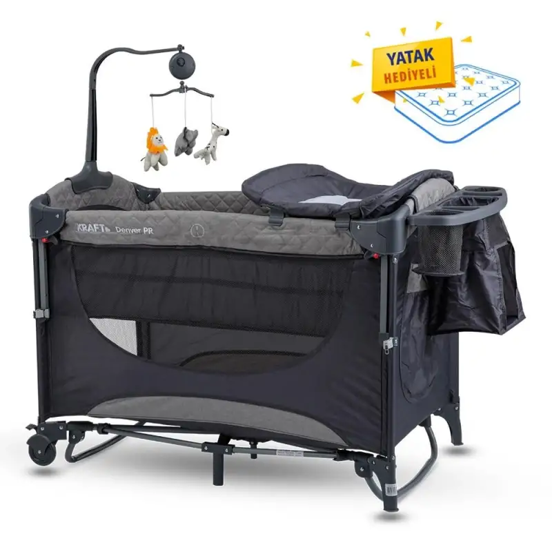 Kraft Denver Pr Anne Yanı Oyun Parkı Yatak Hediyeli 63x105 cm Dark Grey