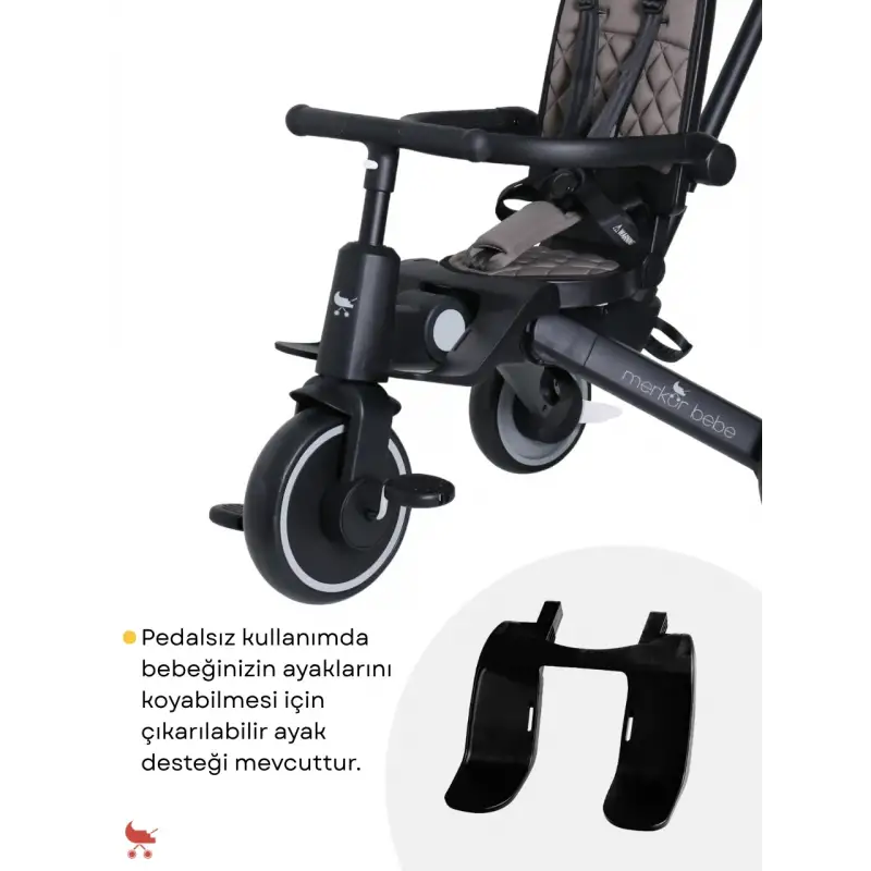 Merkür Bebe 9in1 Hawk Üç Tekerlekli Bebek ve Çocuk Bisikleti Gri