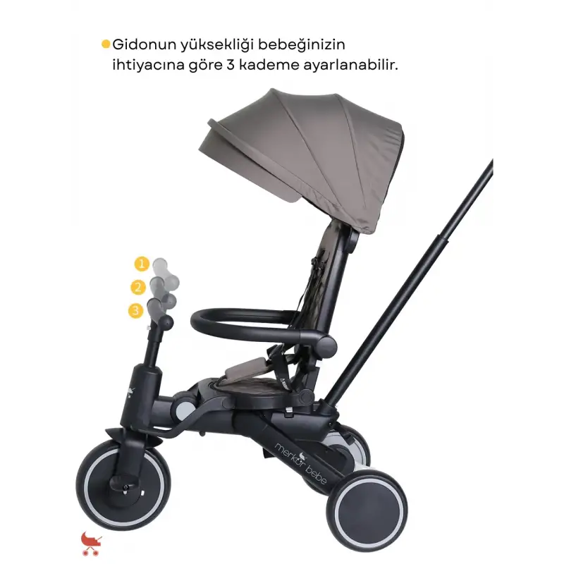 Merkür Bebe 9in1 Hawk Üç Tekerlekli Bebek ve Çocuk Bisikleti Siyah