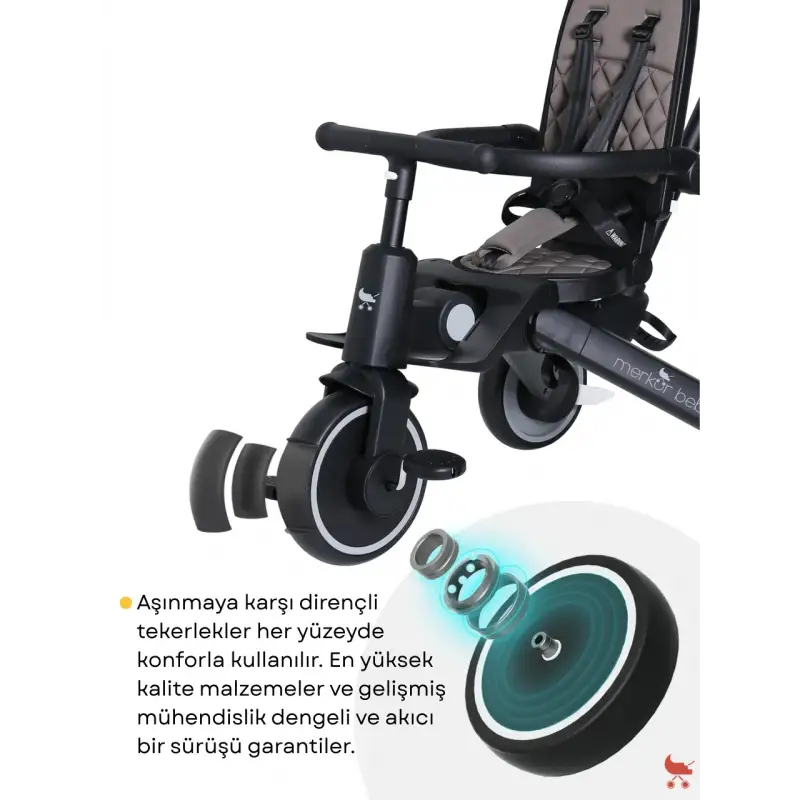 Merkür Bebe 9in1 Hawk Üç Tekerlekli Bebek ve Çocuk Bisikleti Yeşil