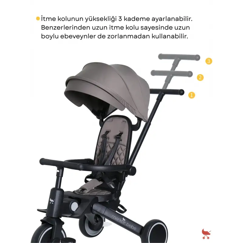 Merkür Bebe 9in1 Hawk Üç Tekerlekli Bebek ve Çocuk Bisikleti Yeşil