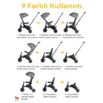 Merkür Bebe 9in1 Hawk Üç Tekerlekli Bebek ve Çocuk Bisikleti Gri