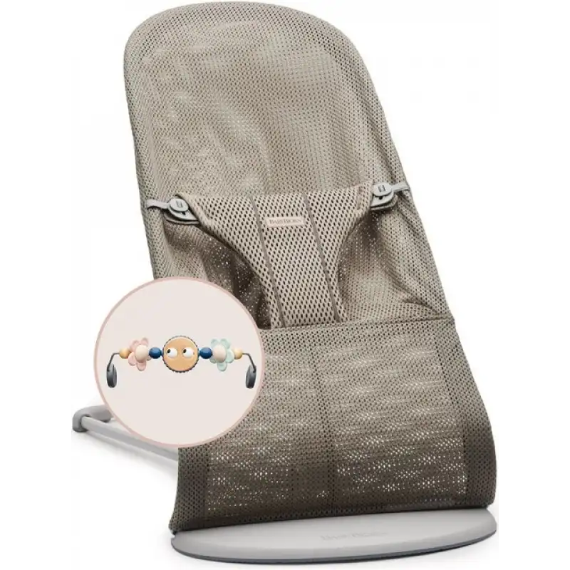 BabyBjörn Bliss Ana Kucağı Mesh Grey Beige Pastel Oyuncaklı