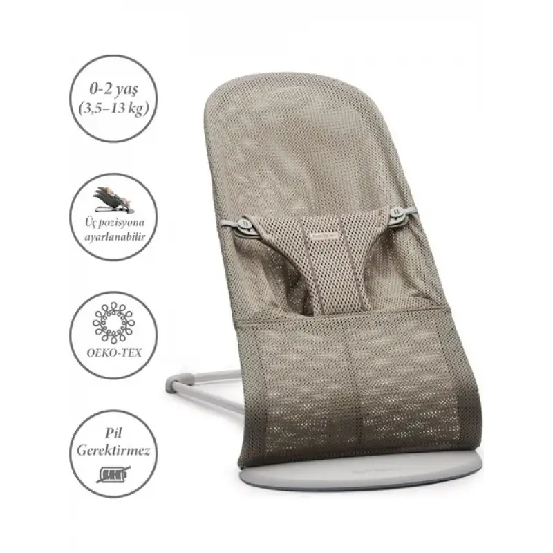 BabyBjörn Bliss Ana Kucağı Mesh Grey Beige Pastel Oyuncaklı